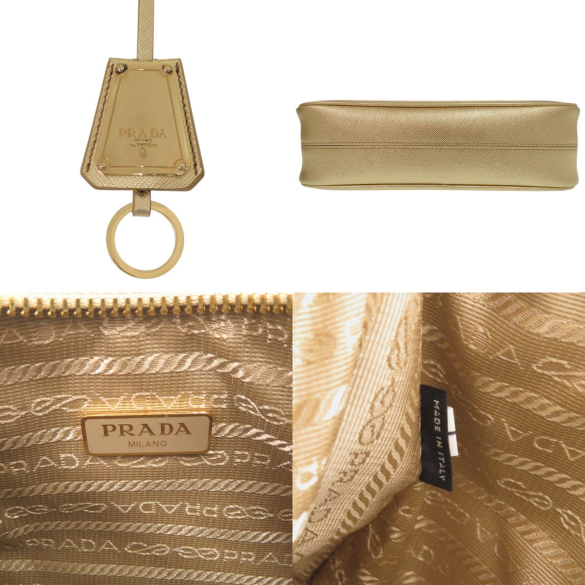 Prada Gold Leather Shoulder Bag (Pre-Owned)