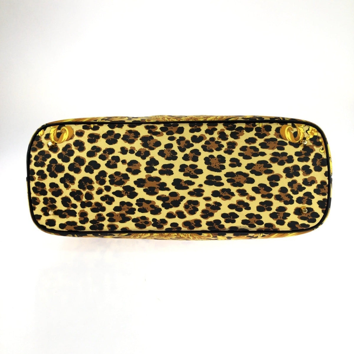 Versace Black Yellow Pvc Leather Boston Bag Handbag (Pre-Owned)