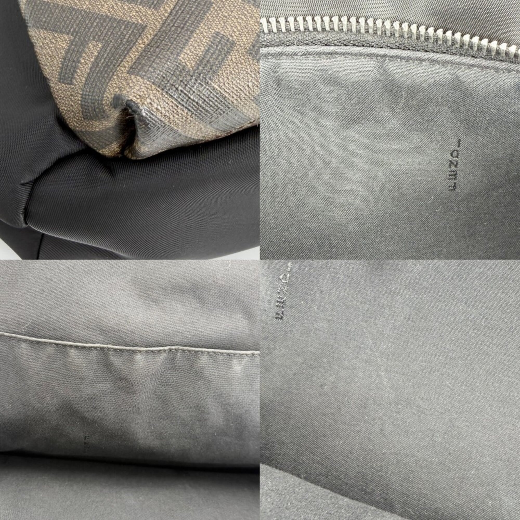 Fendi Zucca Black Brown Nylon Leather Backpack (Pre-Owned)