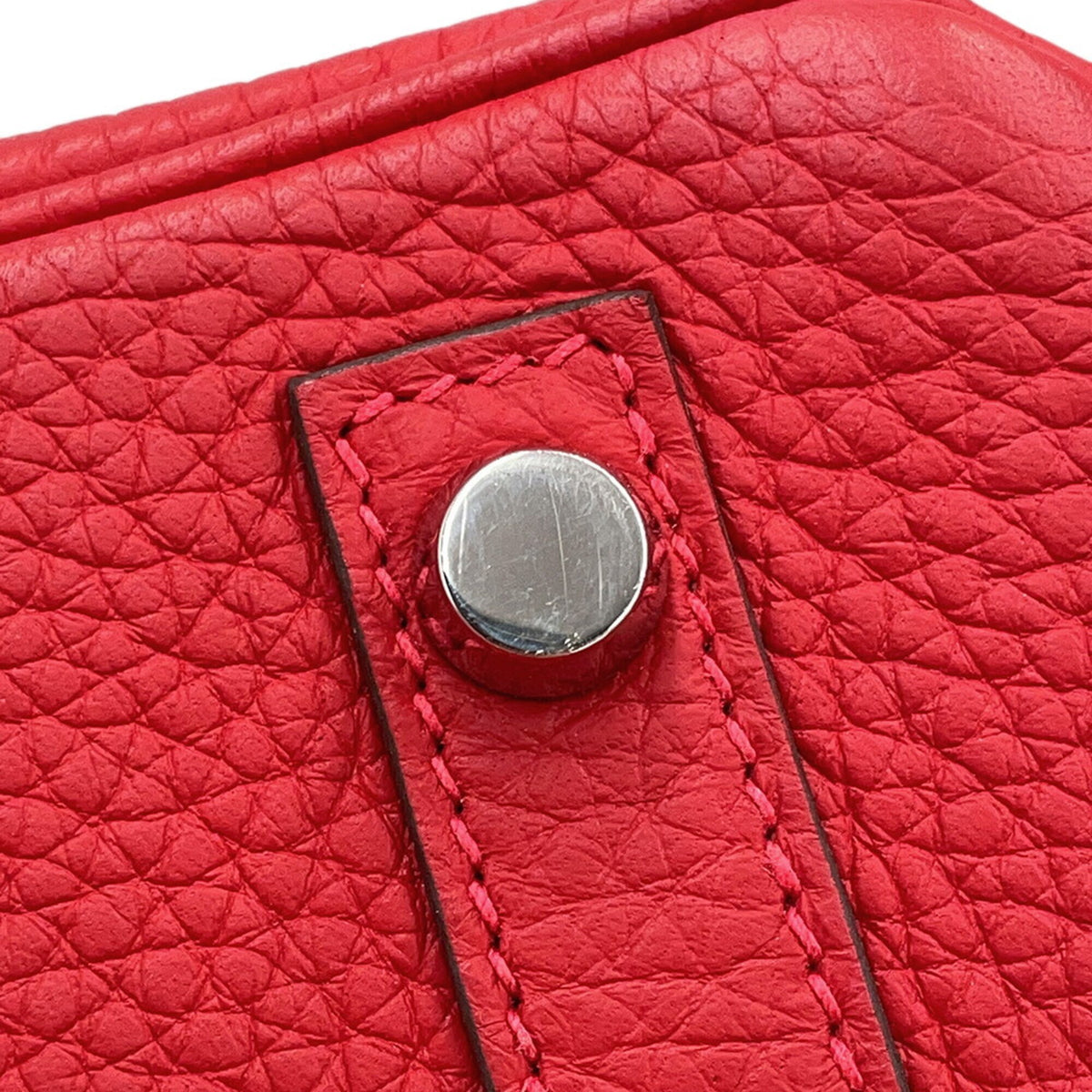 Hermes Rouge Casaque Taurillon Clemence Leather Handbag (Pre-Owned)