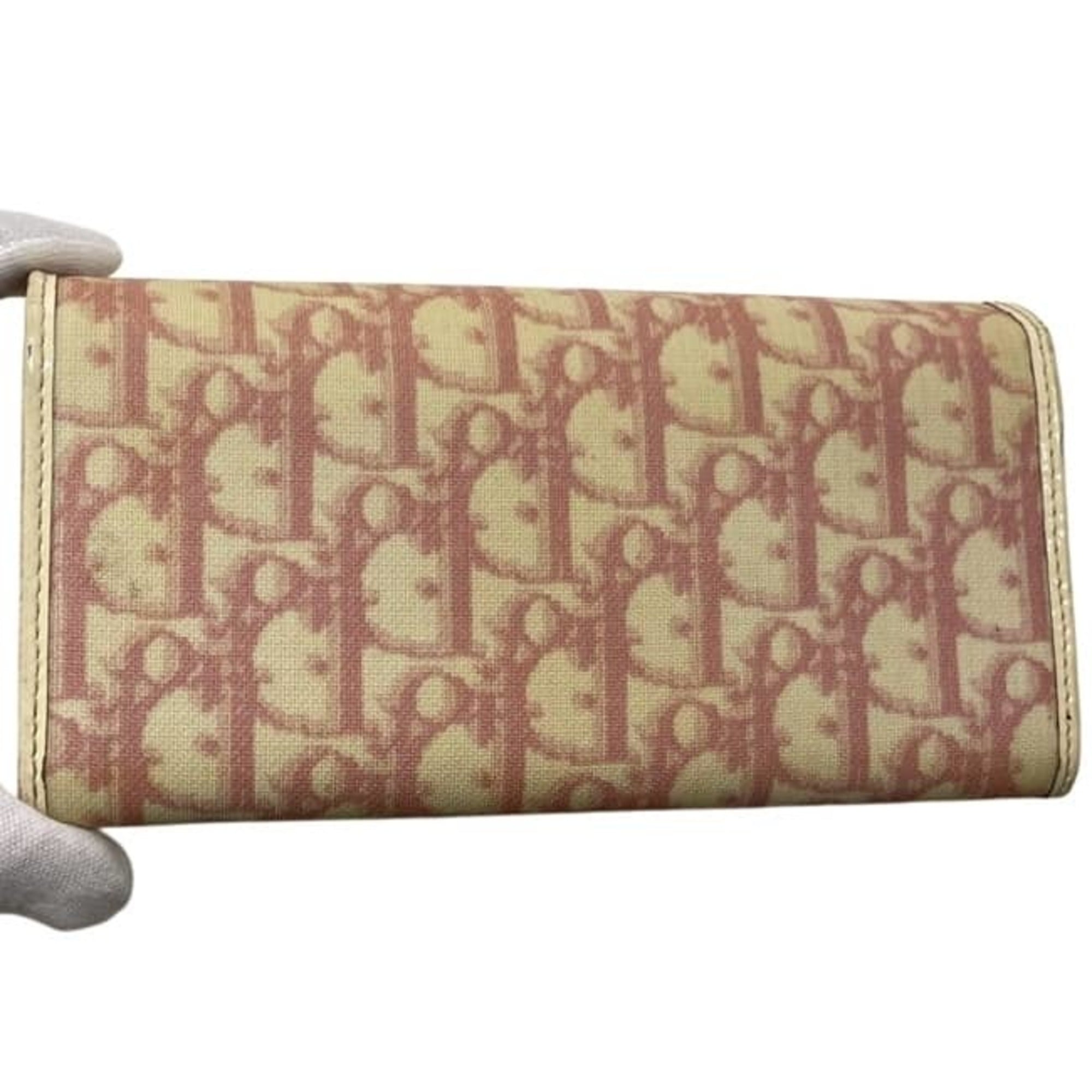 Christian Dior Pink White Pvc Long Wallet (Bi-Fold) (Pre-Owned)