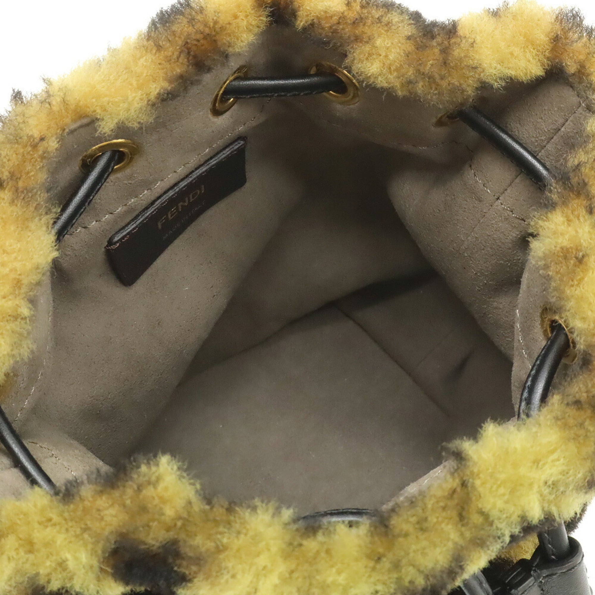 Fendi Black Brown Fur Leather Handbag Shoulder Bag (Pre-Owned)