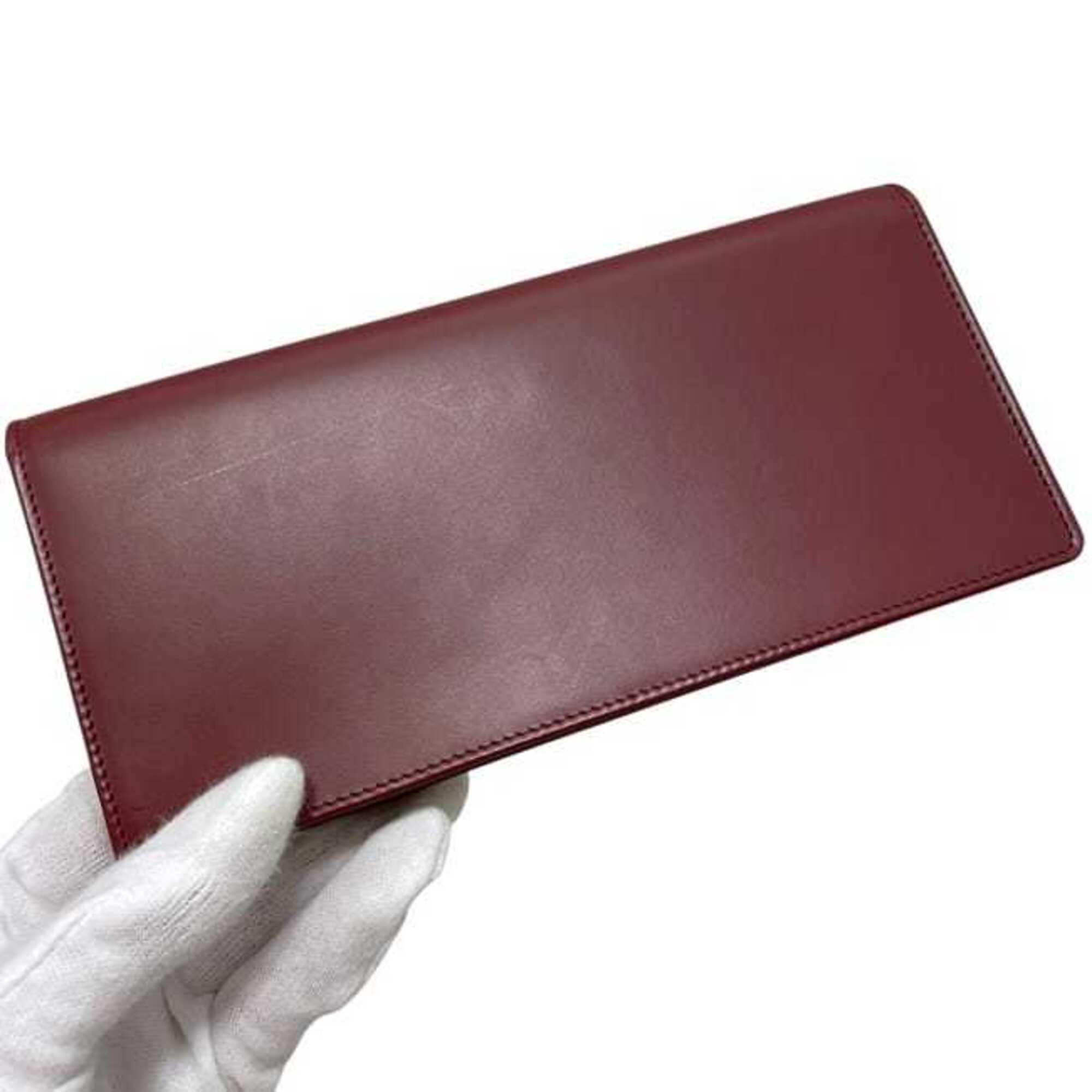 Cartier Must Bordeaux Leather Long Wallet (Bi-Fold) (Pre-Owned)