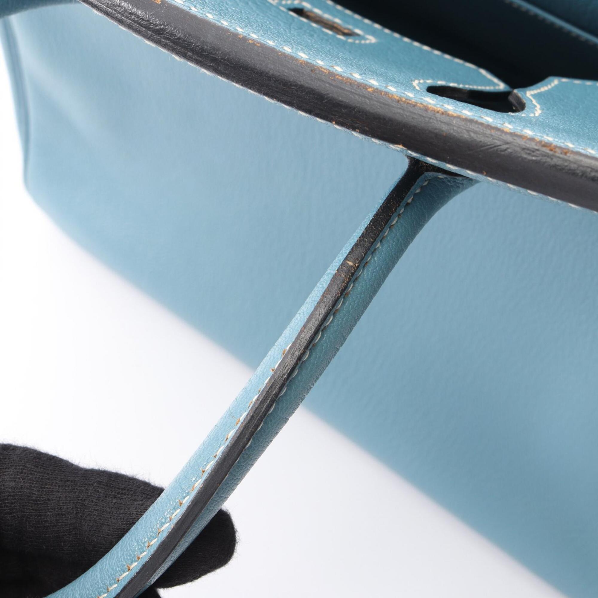 Hermes Blue Chevre Leather Handbag (Pre-Owned)