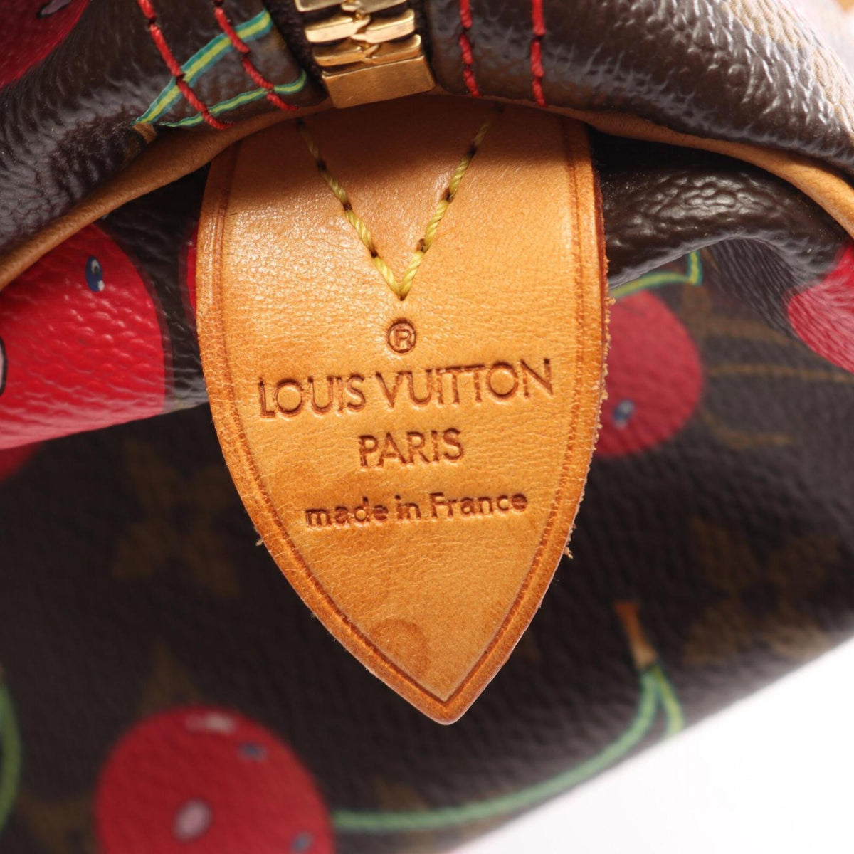 Louis Vuitton Brown Monogram Cherry Red Color Coated Canvas Leather Boston Bag Handbag (Pre-Owned)