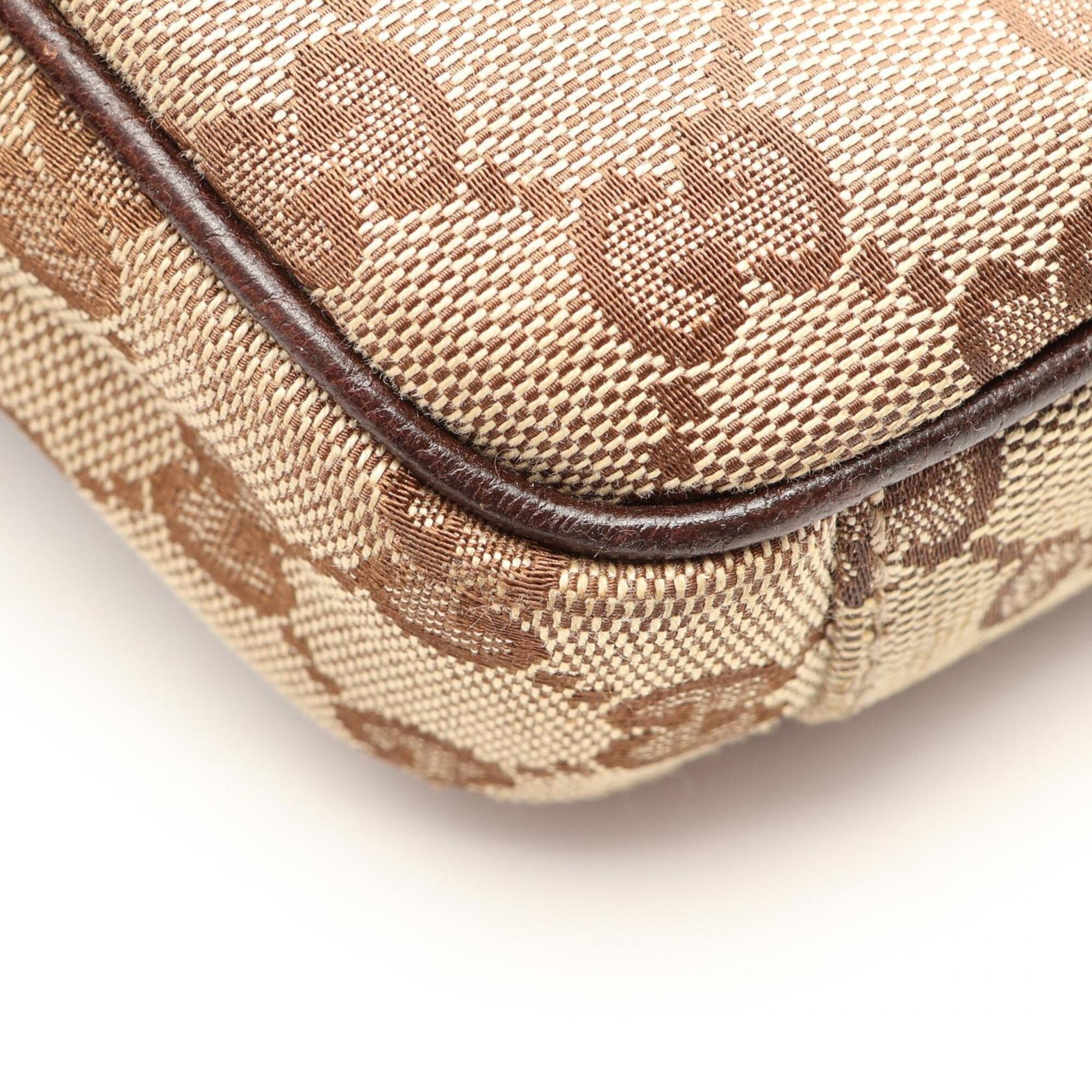 Gucci Gg Canvas Beige Brown Gg Canvas Leather Handbag Shoulder Bag (Pre-Owned)
