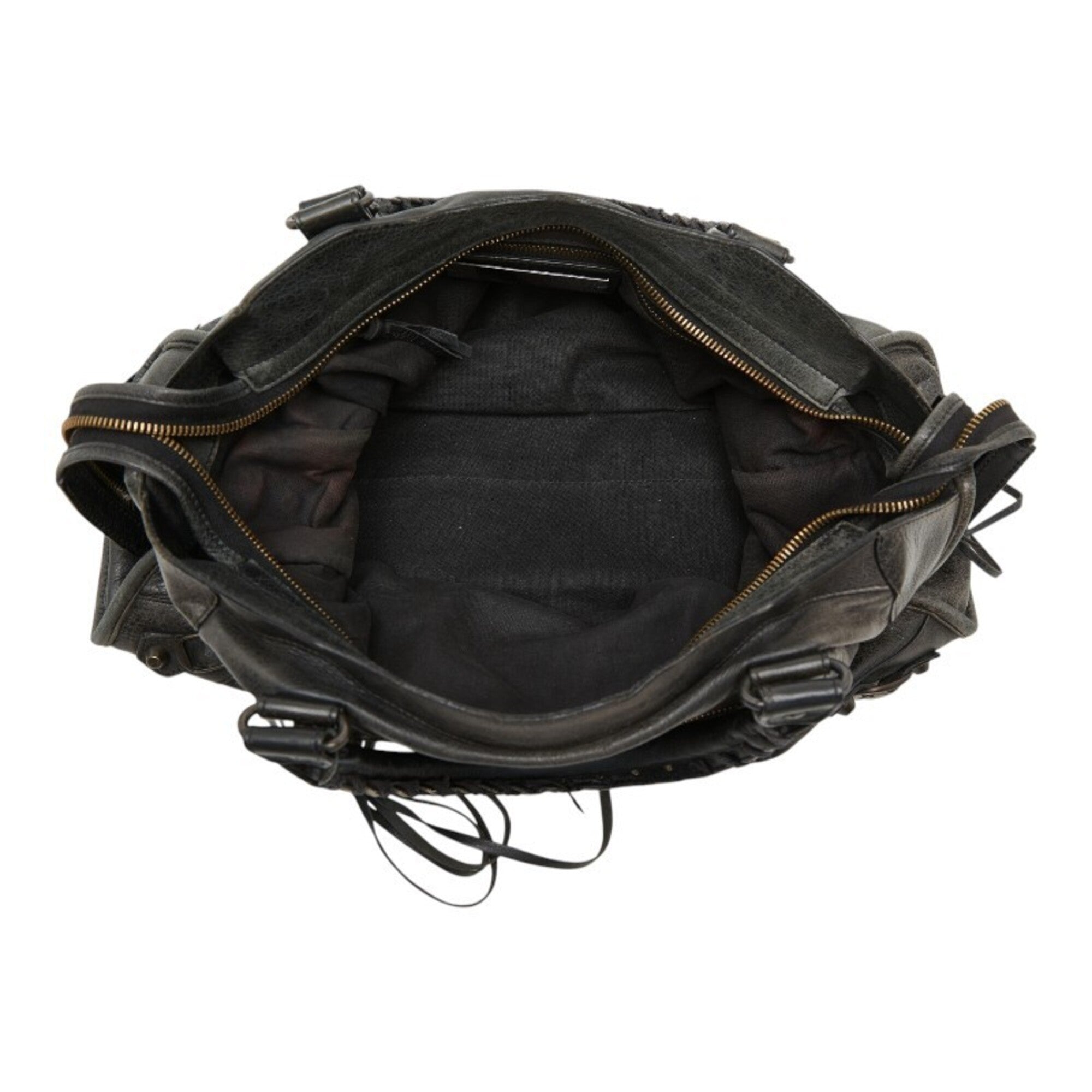Balenciaga Black Leather Felt Handbag Shoulder Bag (Pre-Owned)