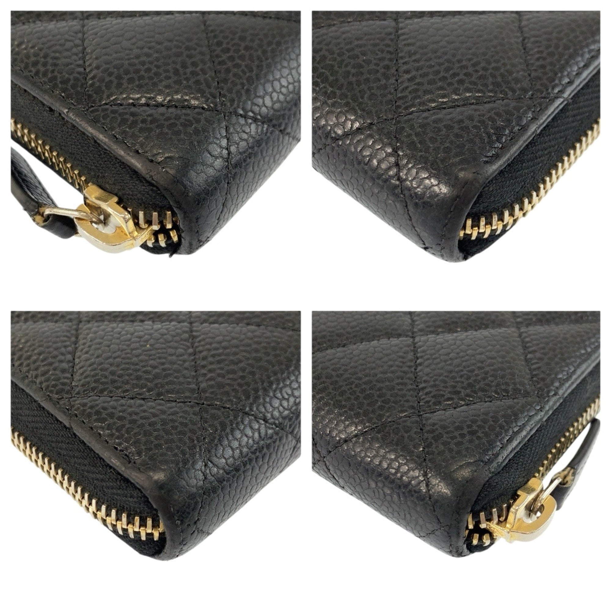 Chanel Black Leather Long Wallet (Bi-Fold) (Pre-Owned)