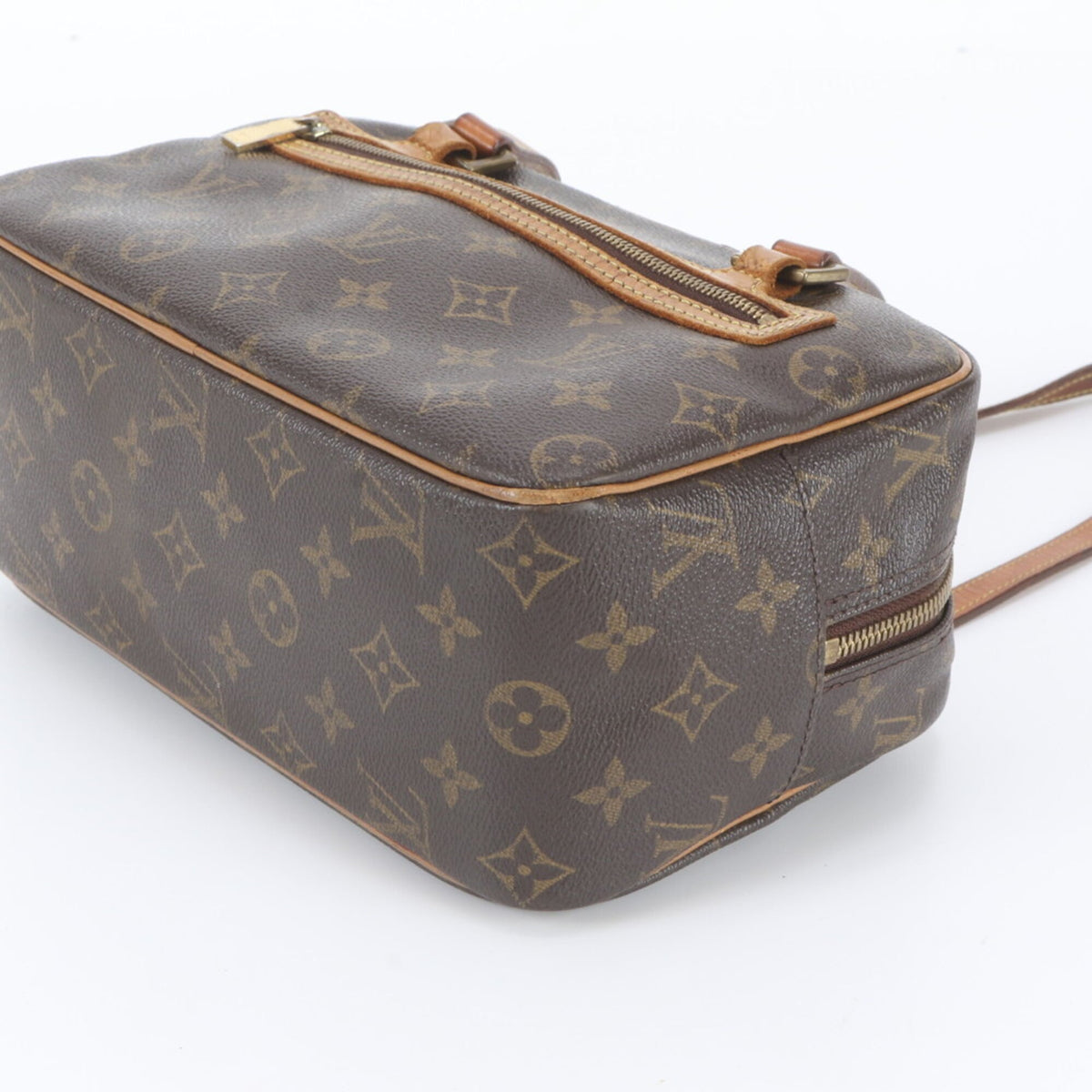 Louis Vuitton Brown Leather Coated Canvas Handbag Shoulder Bag Tote Bag (Pre-Owned)