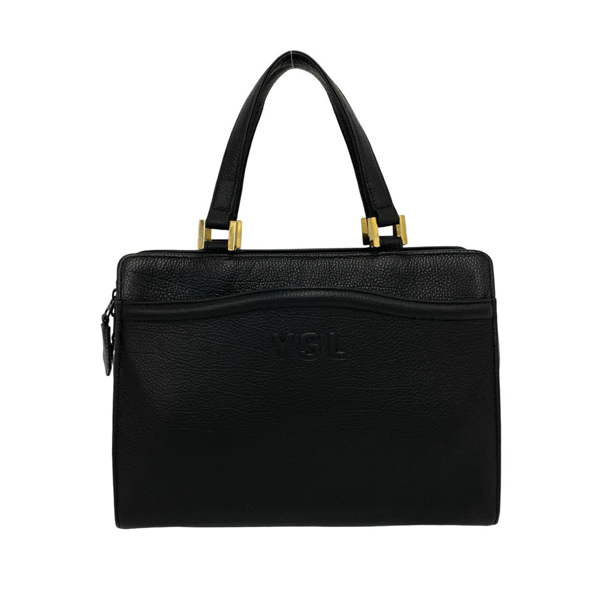 Yves Saint Laurent Black Leather Handbag Tote Bag (Pre-Owned)