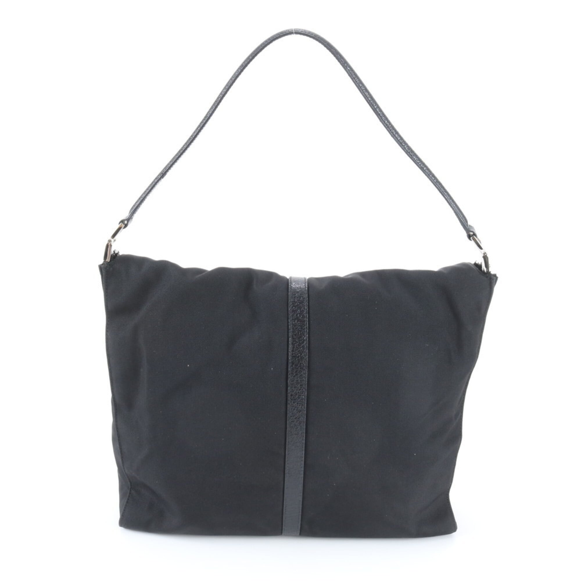 Gucci Jackie Black Leather Nylon Handbag Shoulder Bag (Pre-Owned)