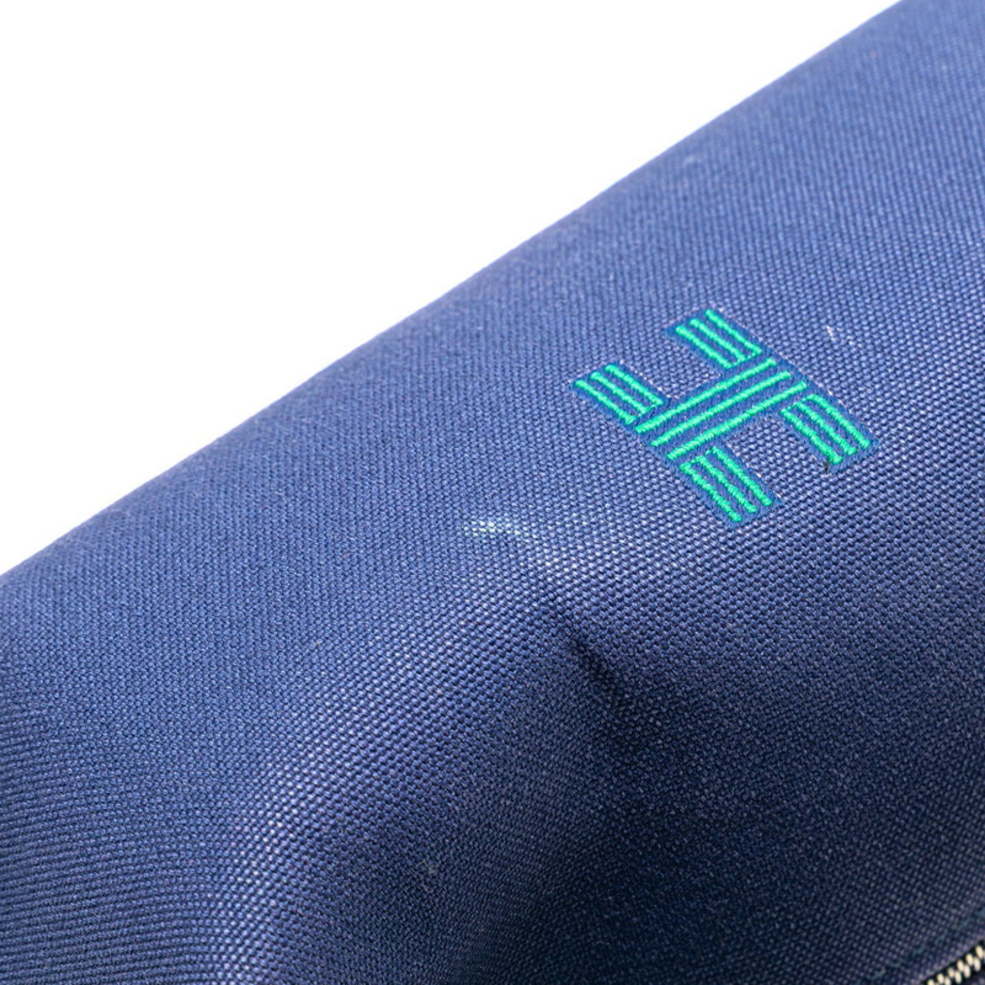 Hermes Black Blue Marine Cotton Handbag Pouch (Pre-Owned)