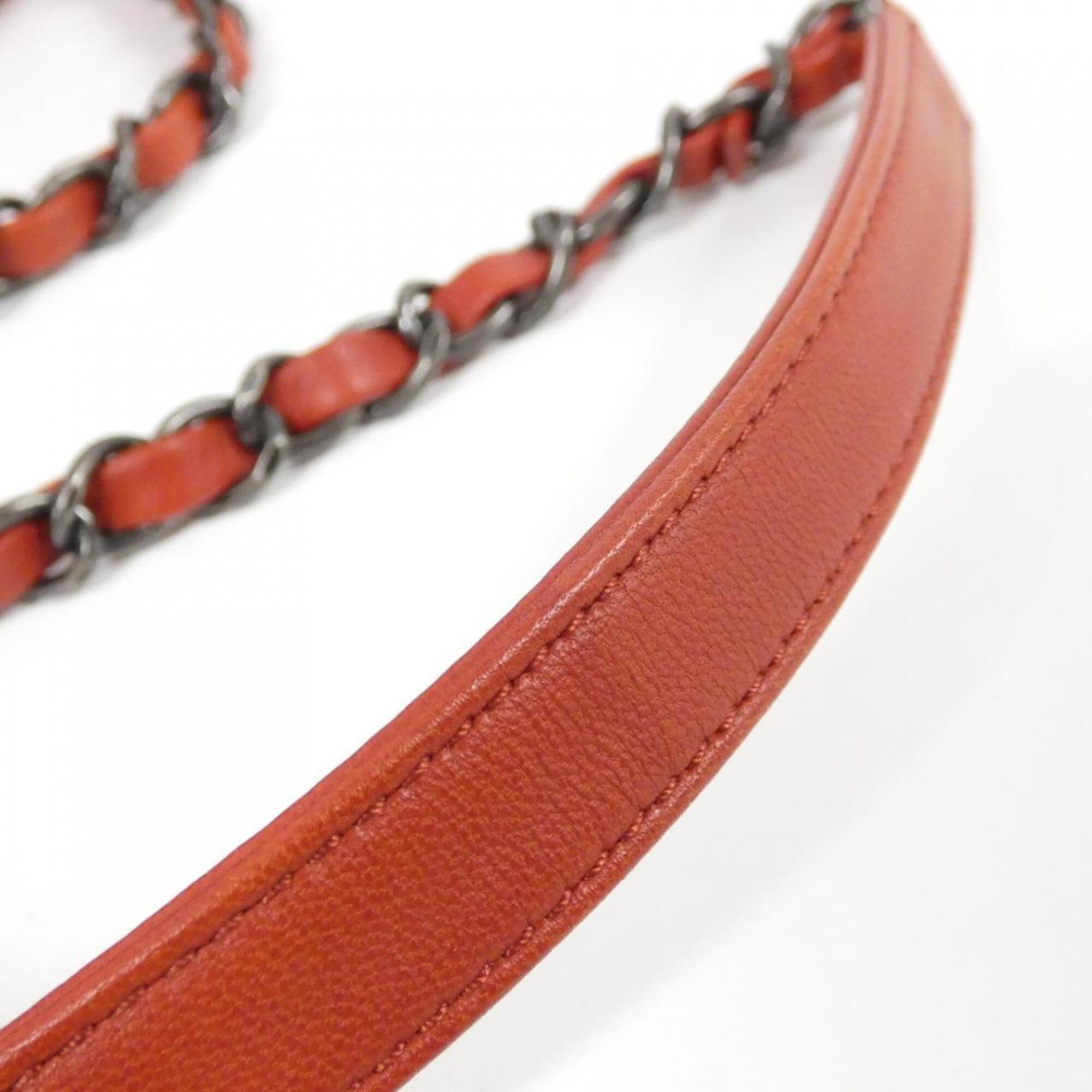 Chanel Red Color Leather Shoulder Bag (Pre-Owned)