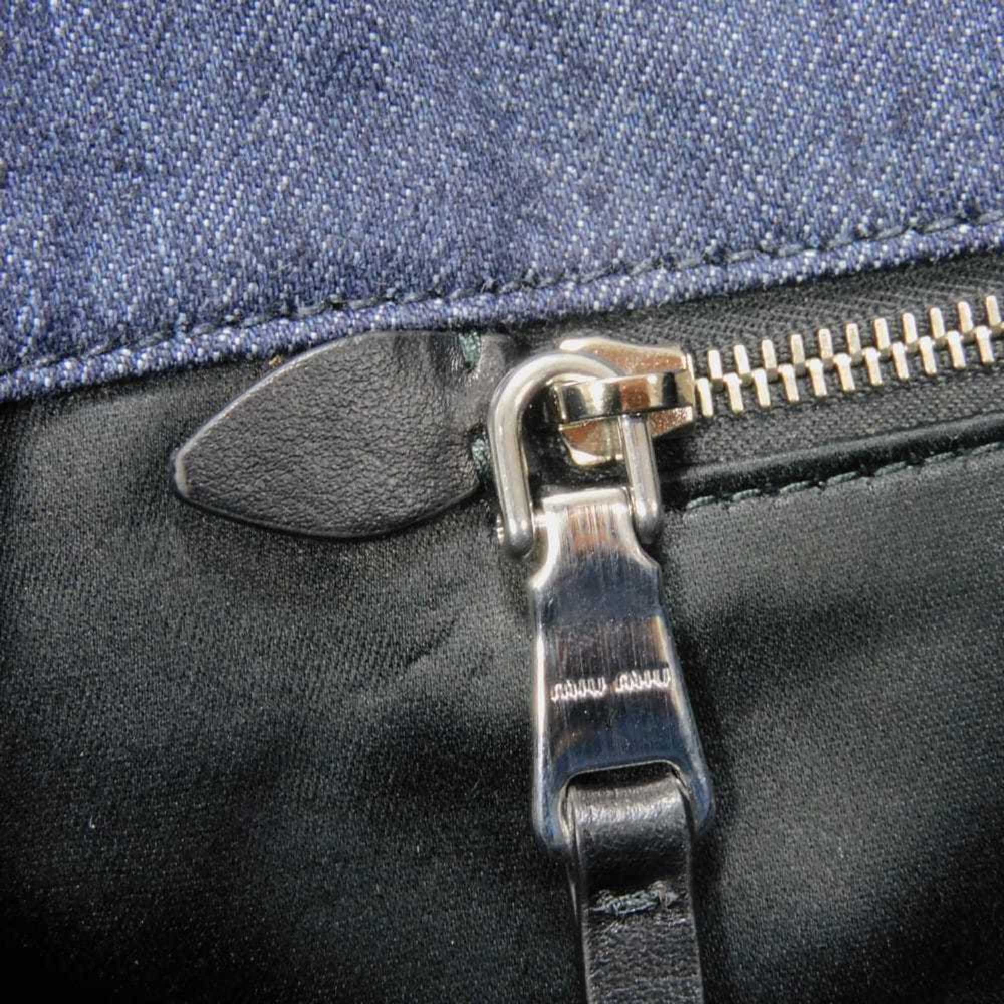 Miu Miu Blue Denim Shoulder Bag Tote Bag (Pre-Owned)