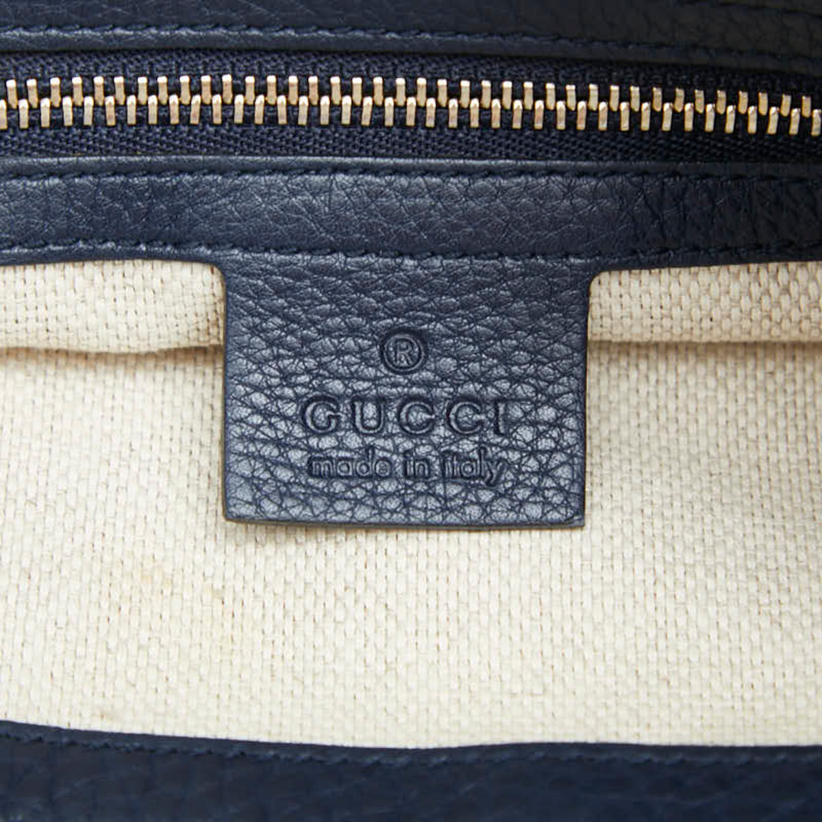Gucci Navy Leather Shoulder Bag Tote Bag (Pre-Owned)