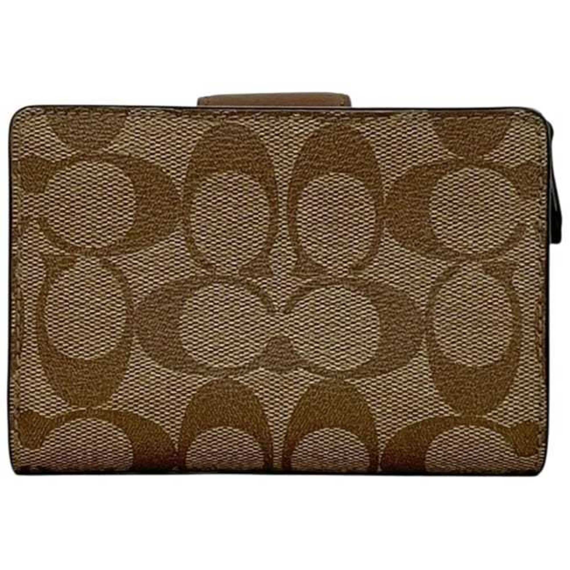 Coach Beige Brown Pvc Leather Wallet (Bi-Fold) (Pre-Owned)