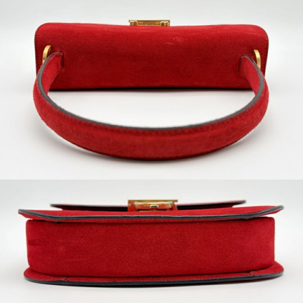 Celine Red Color Suede Leather Handbag (Pre-Owned)