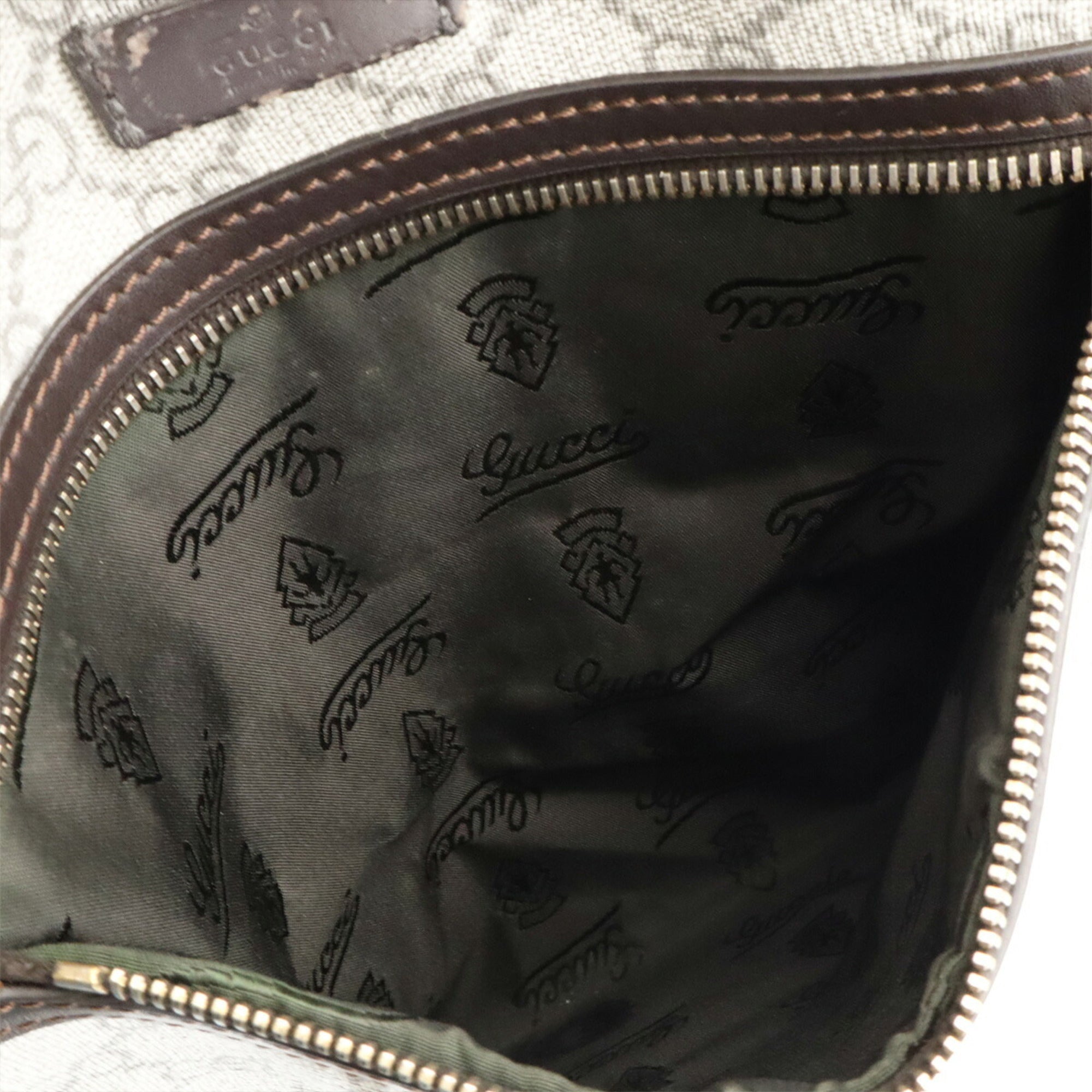 Gucci Beige Dark Brown Khaki Gg Supreme Canvas Shoulder Bag (Pre-Owned)