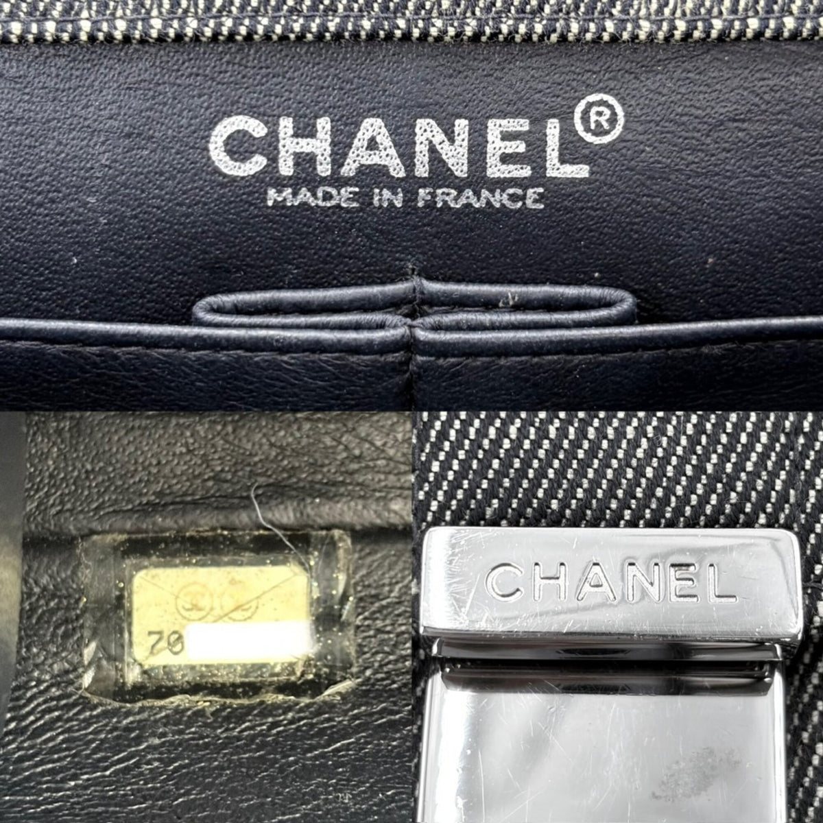 Chanel Gray Denim Handbag Shoulder Bag (Pre-Owned)