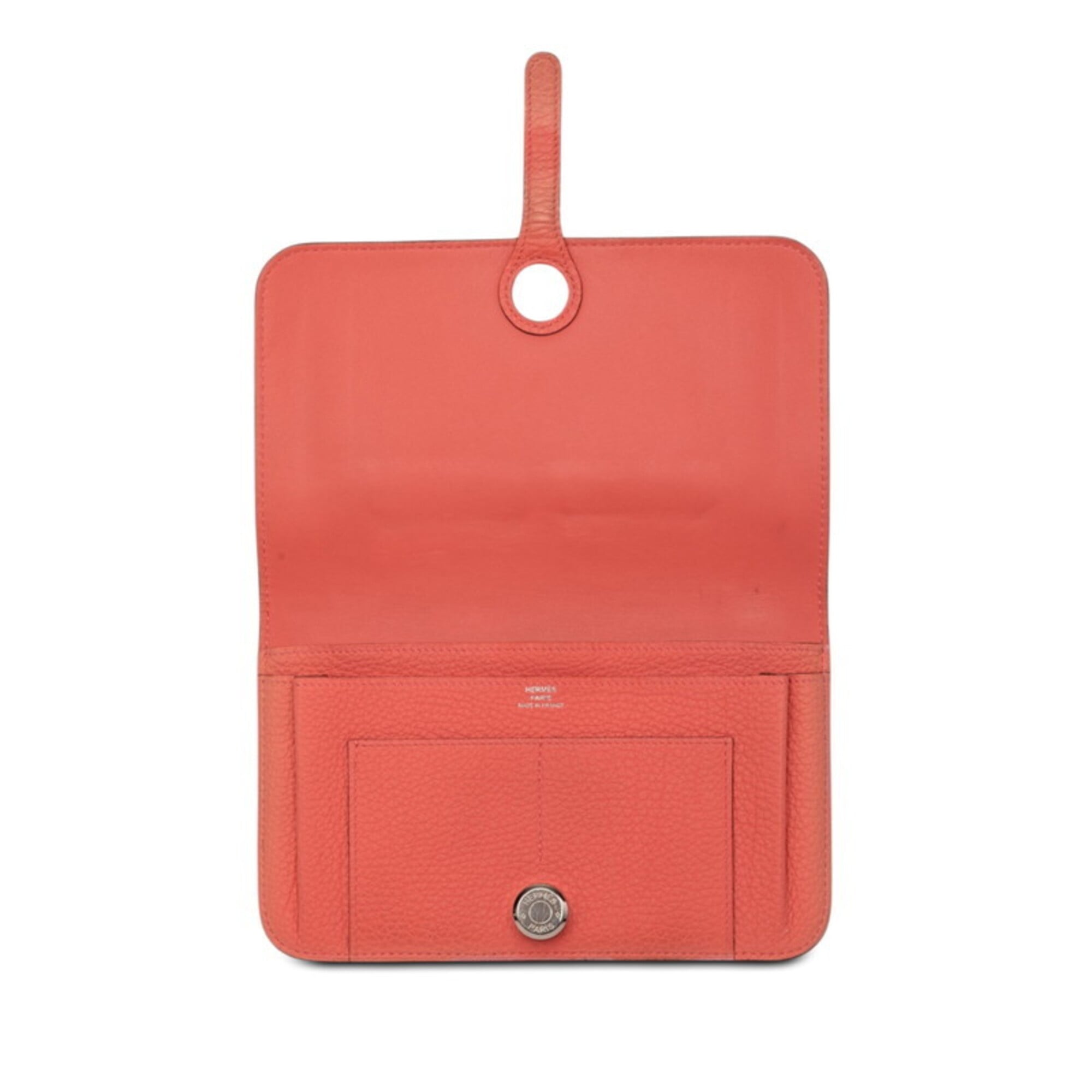 Hermes Pink Taurillon Clemence Leather Long Wallet (Bi-Fold) (Pre-Owned)