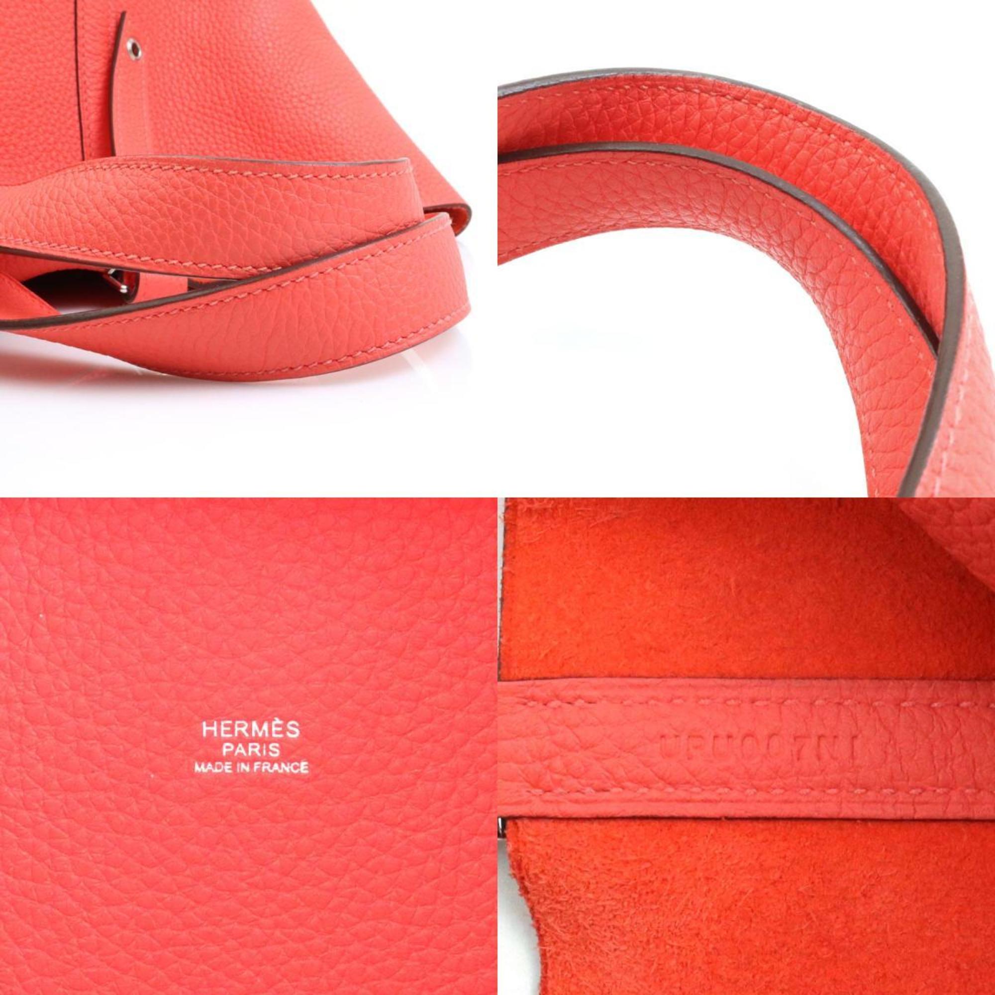 Hermes Silver Taurillon Clemence Leather Handbag (Pre-Owned)