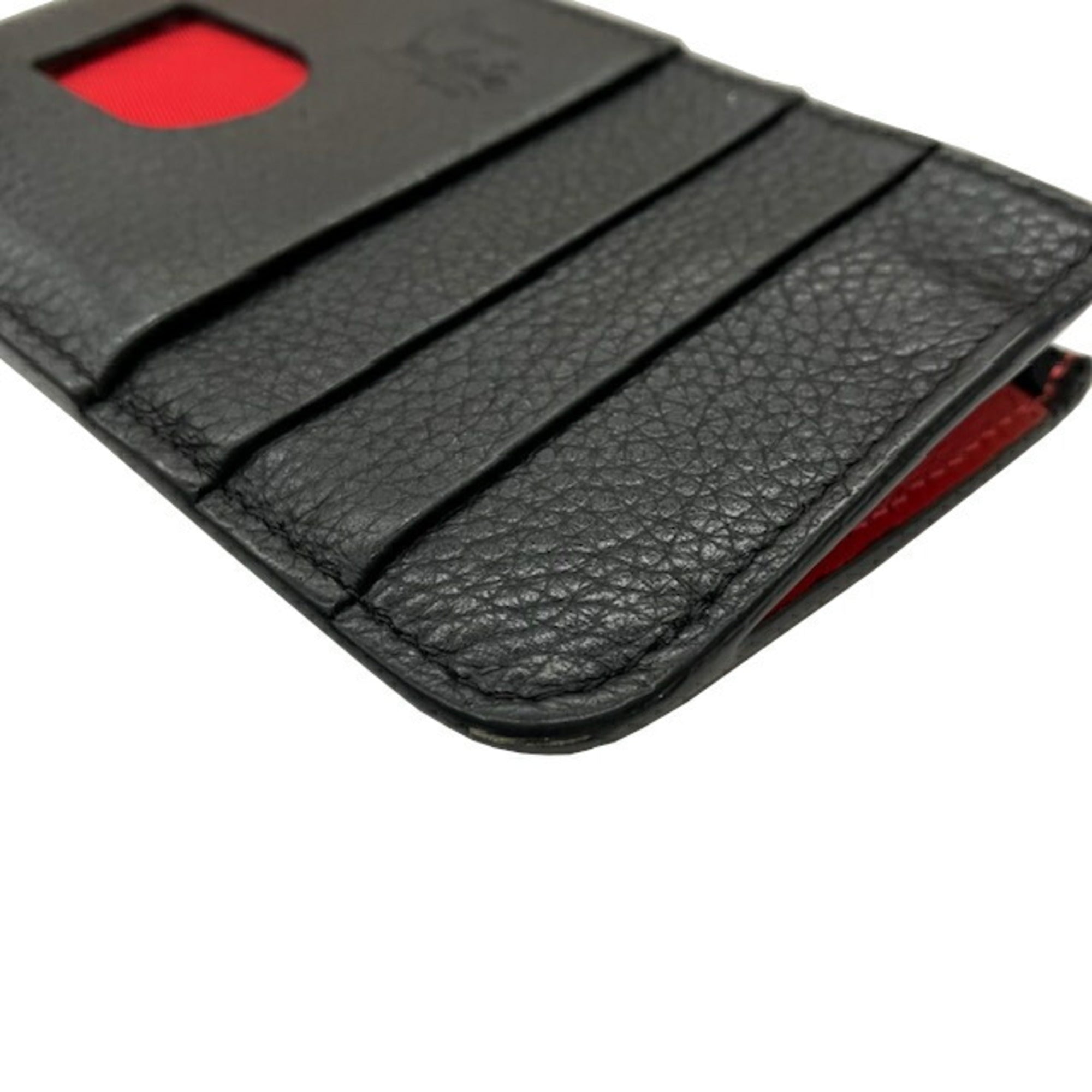 Christian Louboutin Black Red Color Leather Coin Purse/Coin Case (Pre-Owned)