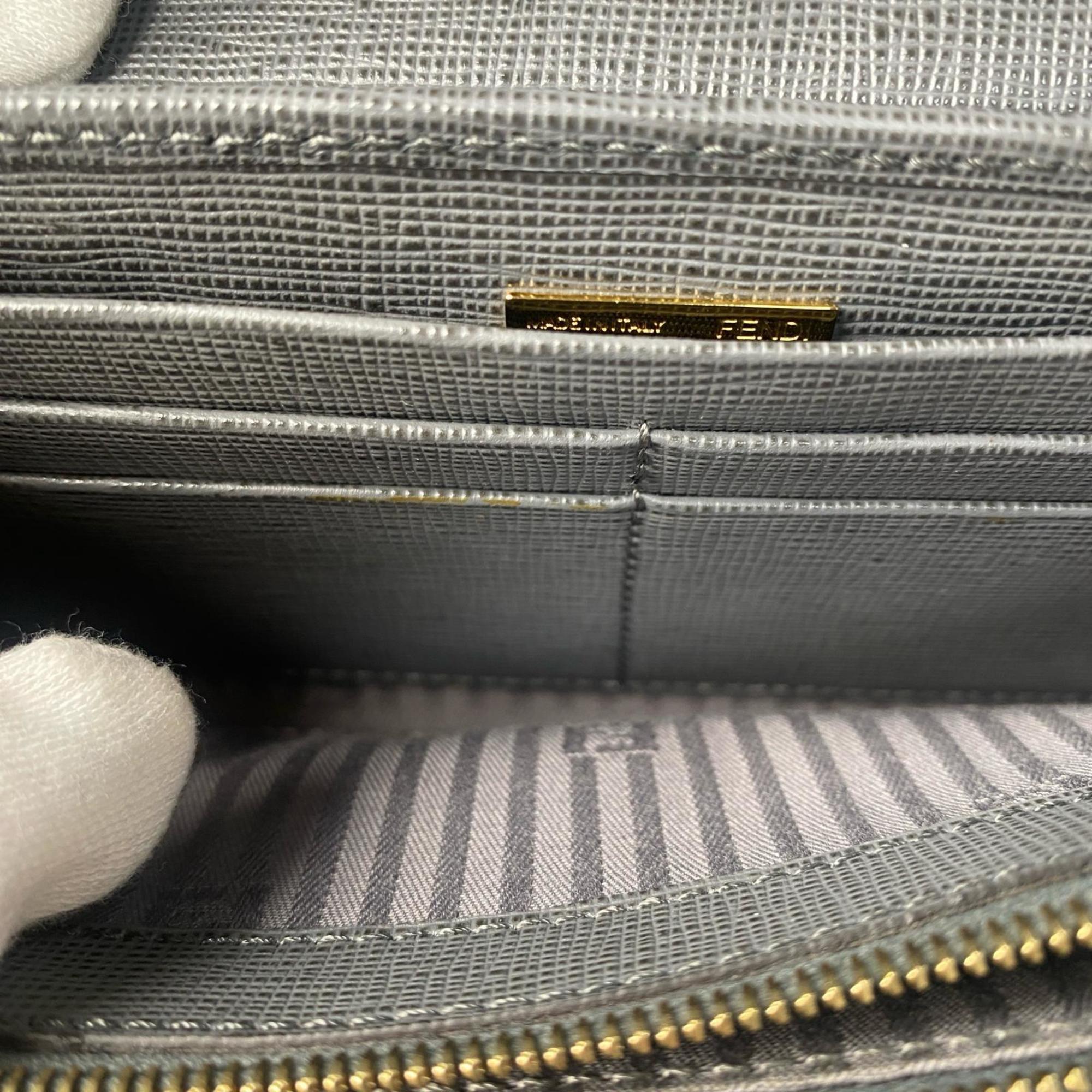Fendi Gray Leather Long Wallet (Bi-Fold) (Pre-Owned)