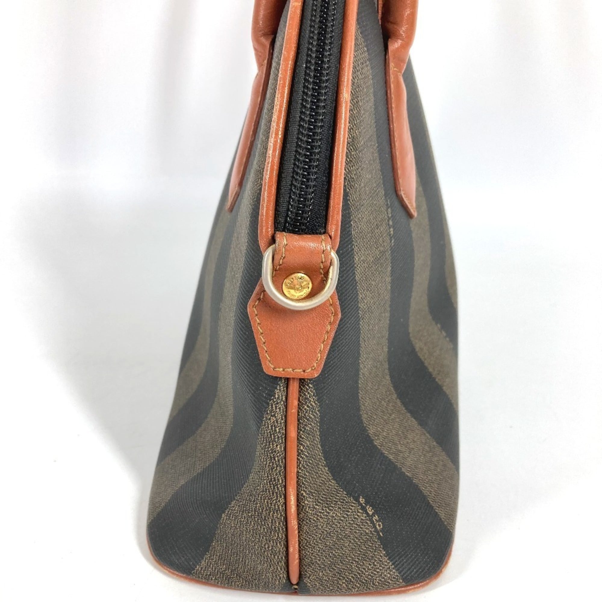 Fendi Brown Khaki Pvc Leather Handbag Tote Bag (Pre-Owned)