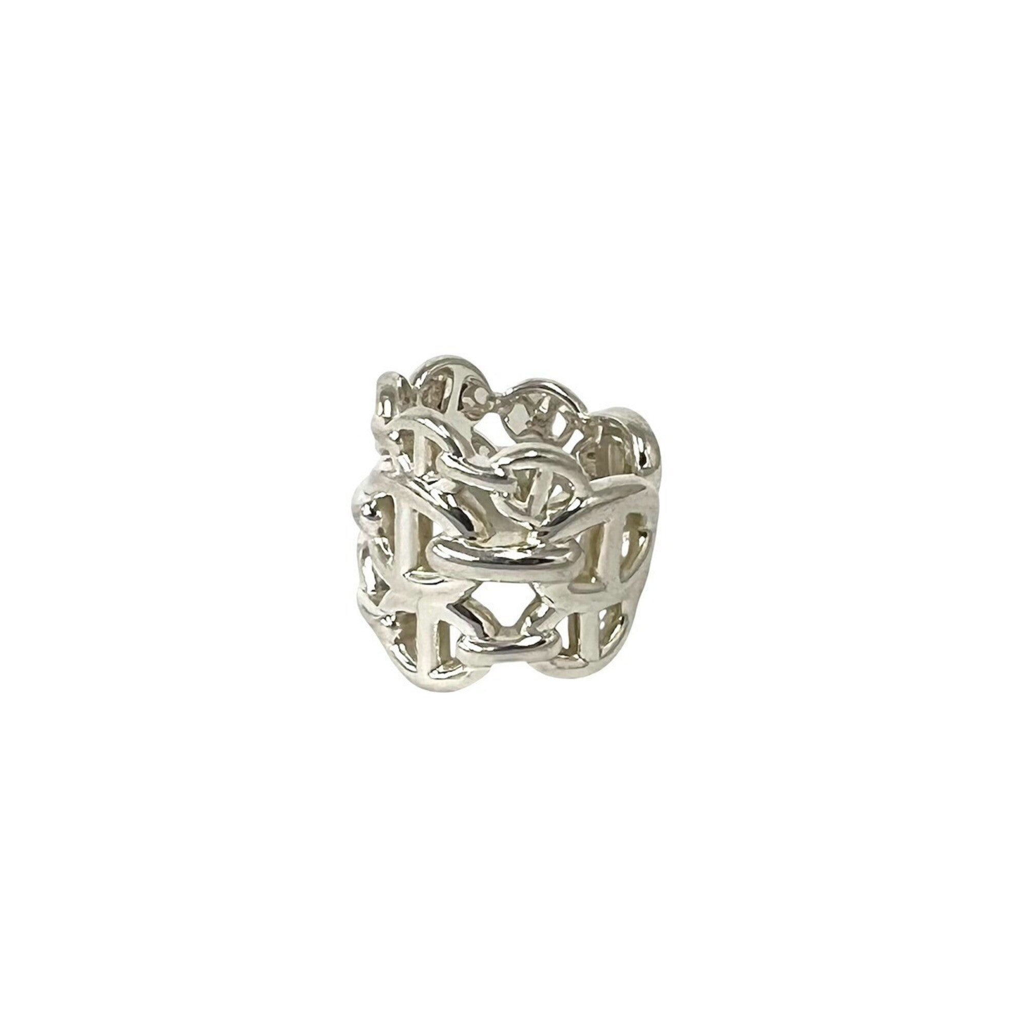 Hermes Silver Silver 925 Band Ring (Pre-Owned)