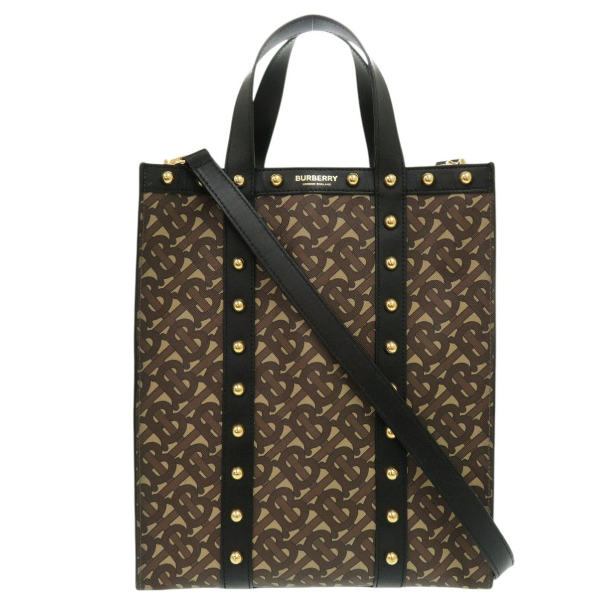 Burberry Black Brown Pvc Handbag Tote Bag (Pre-Owned)