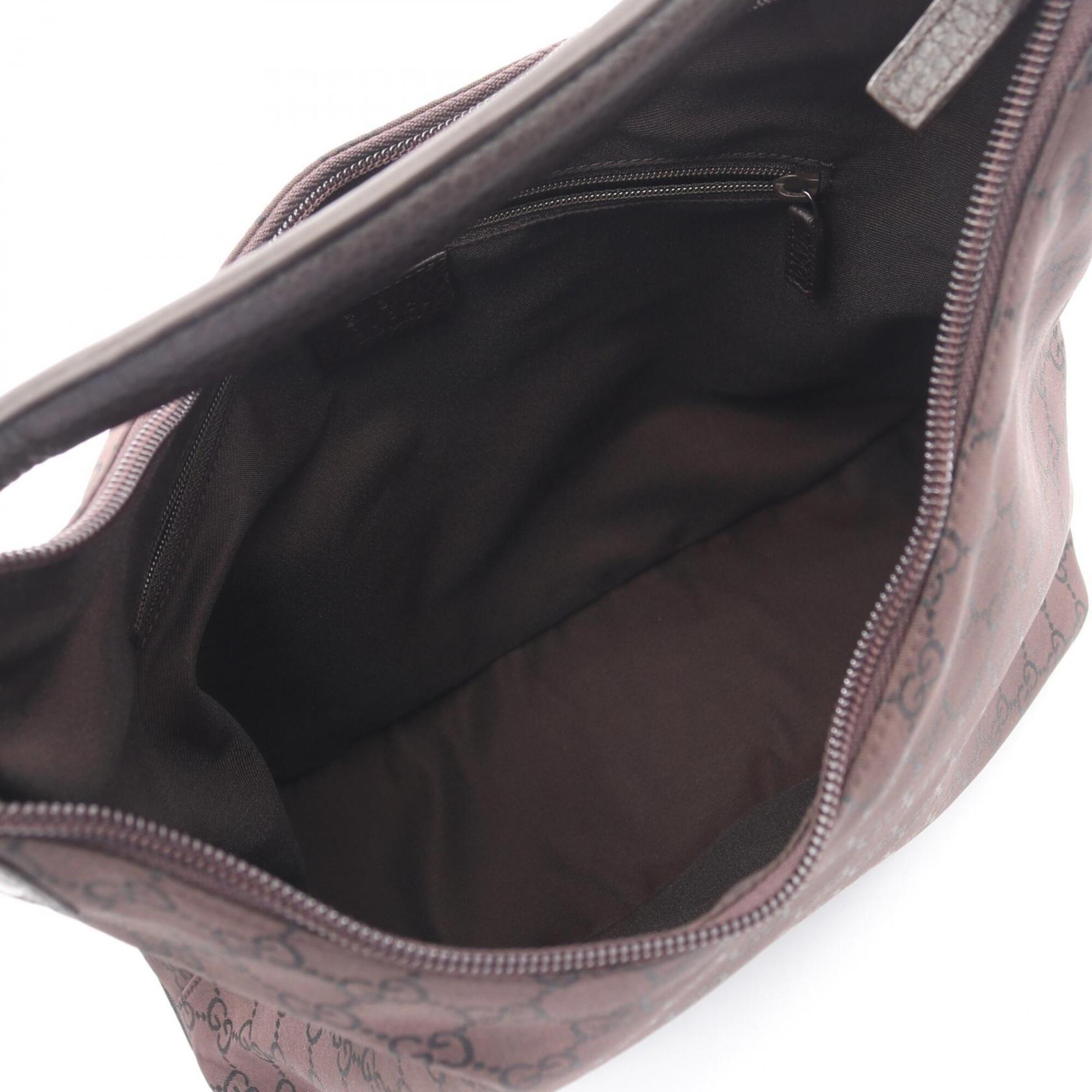 Gucci Brown Nylon Leather Handbag Shoulder Bag (Pre-Owned)