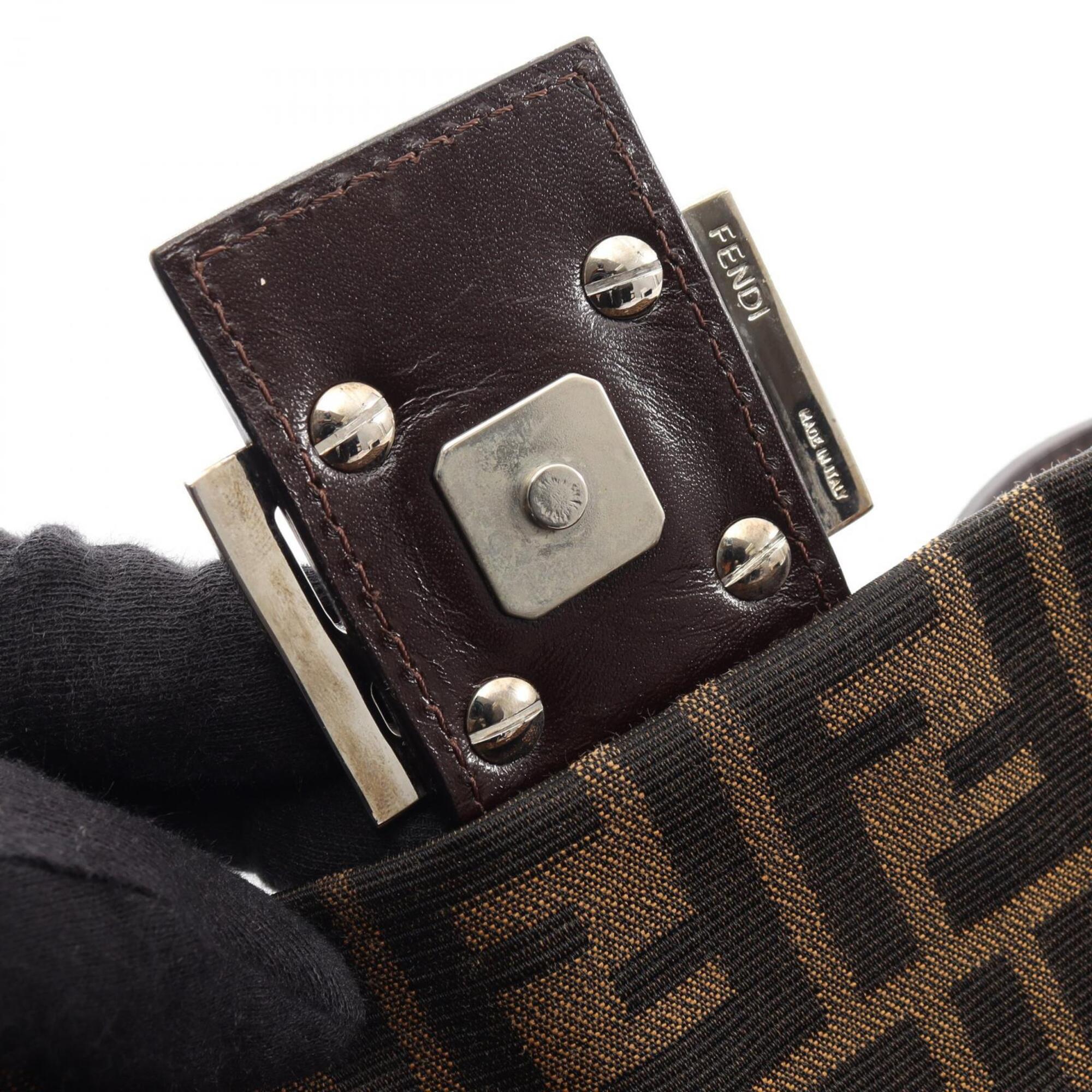 Fendi Brown Canvas Leather Handbag (Pre-Owned)