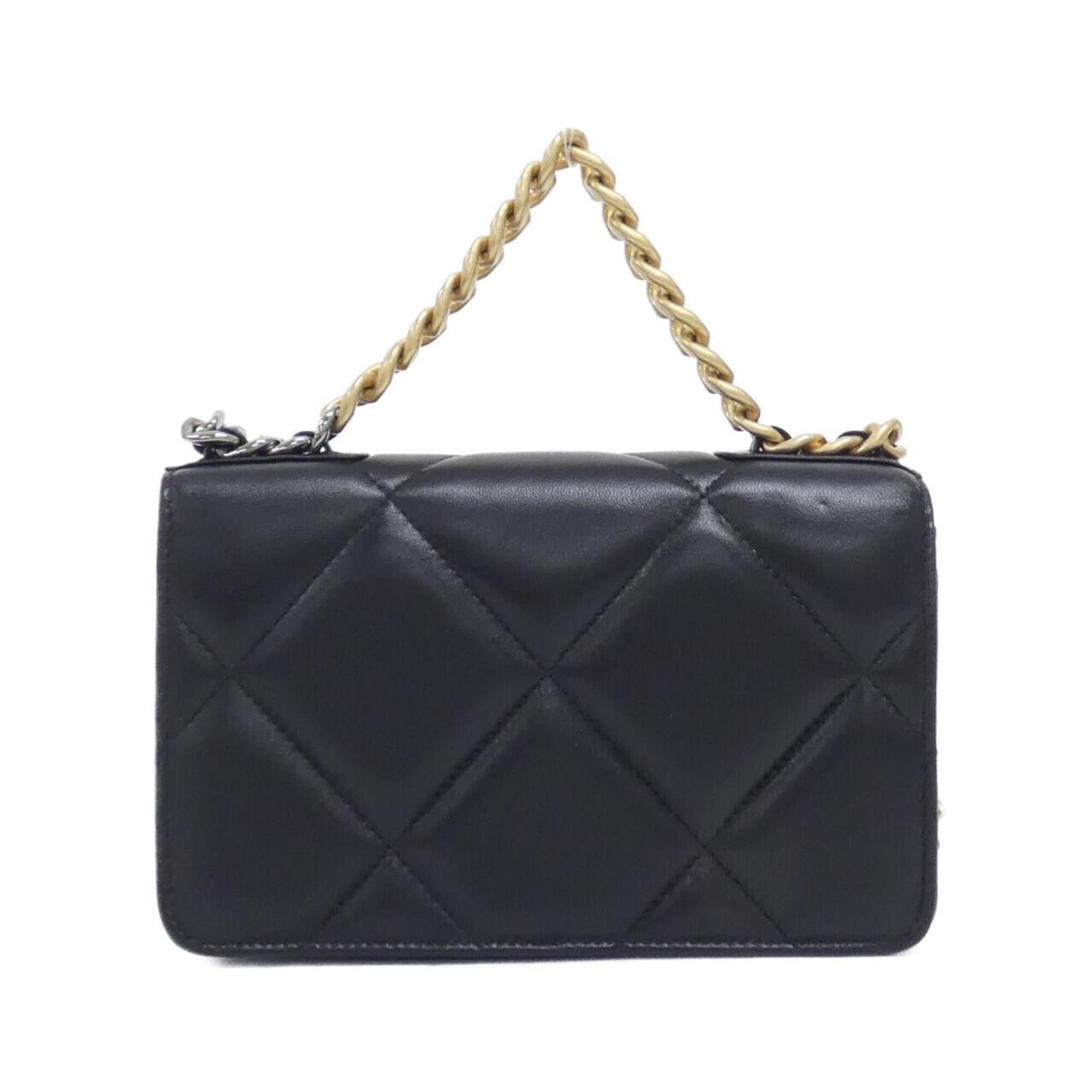 Chanel Black Leather Chain/Shoulder Wallet (Pre-Owned)