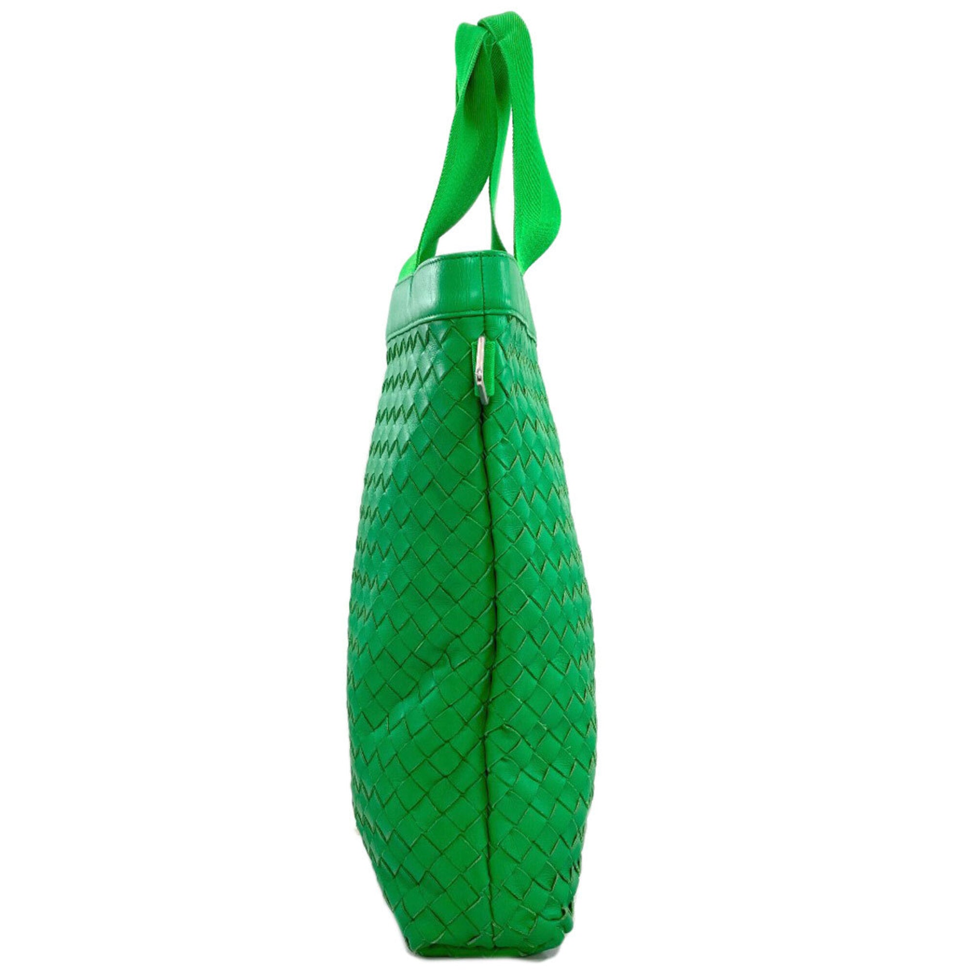 Bottega Veneta Green Leather Pouch Tote Bag (Pre-Owned)