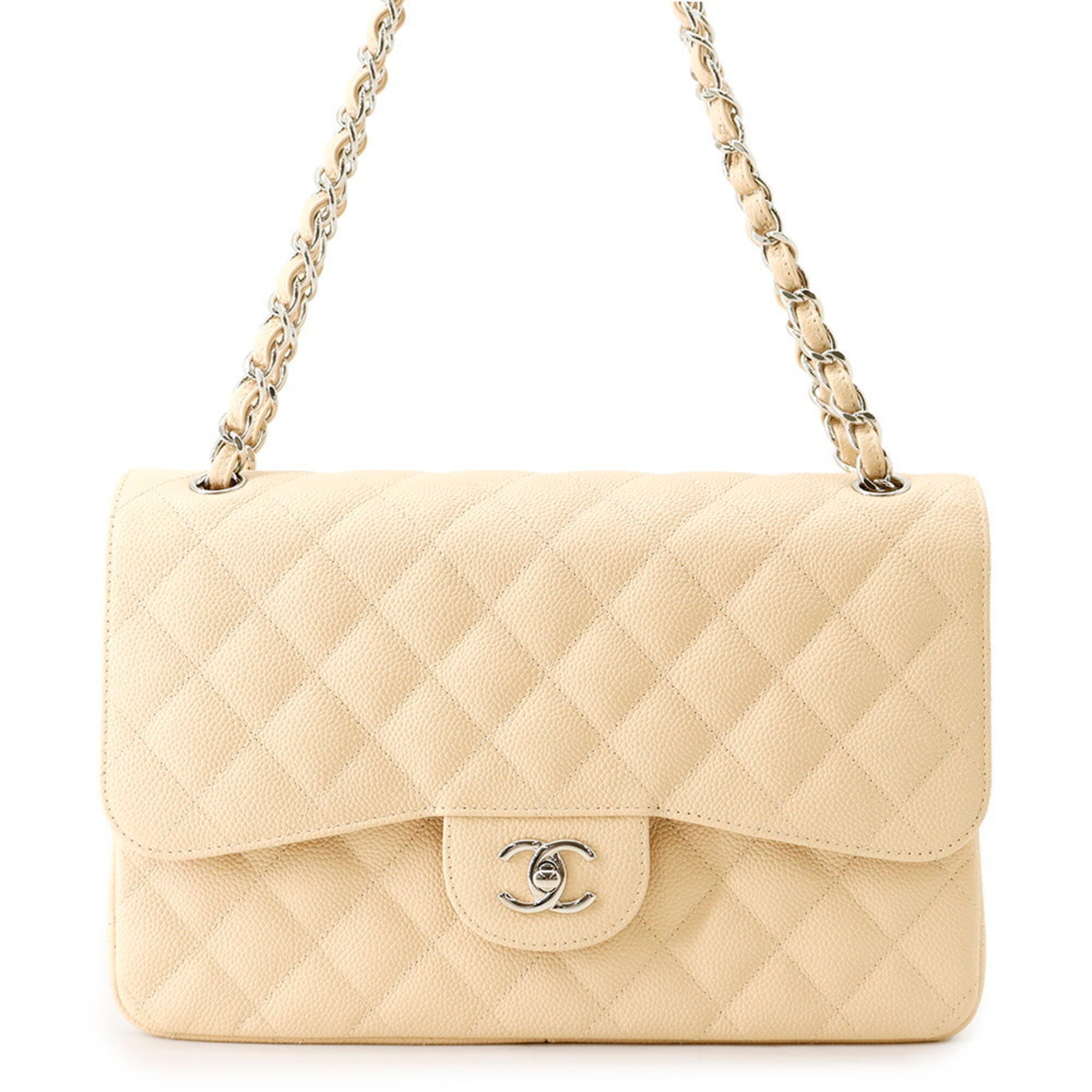 Chanel Matelasse Beige Grained Calfskin Handbag Shoulder Bag (Pre-Owned)