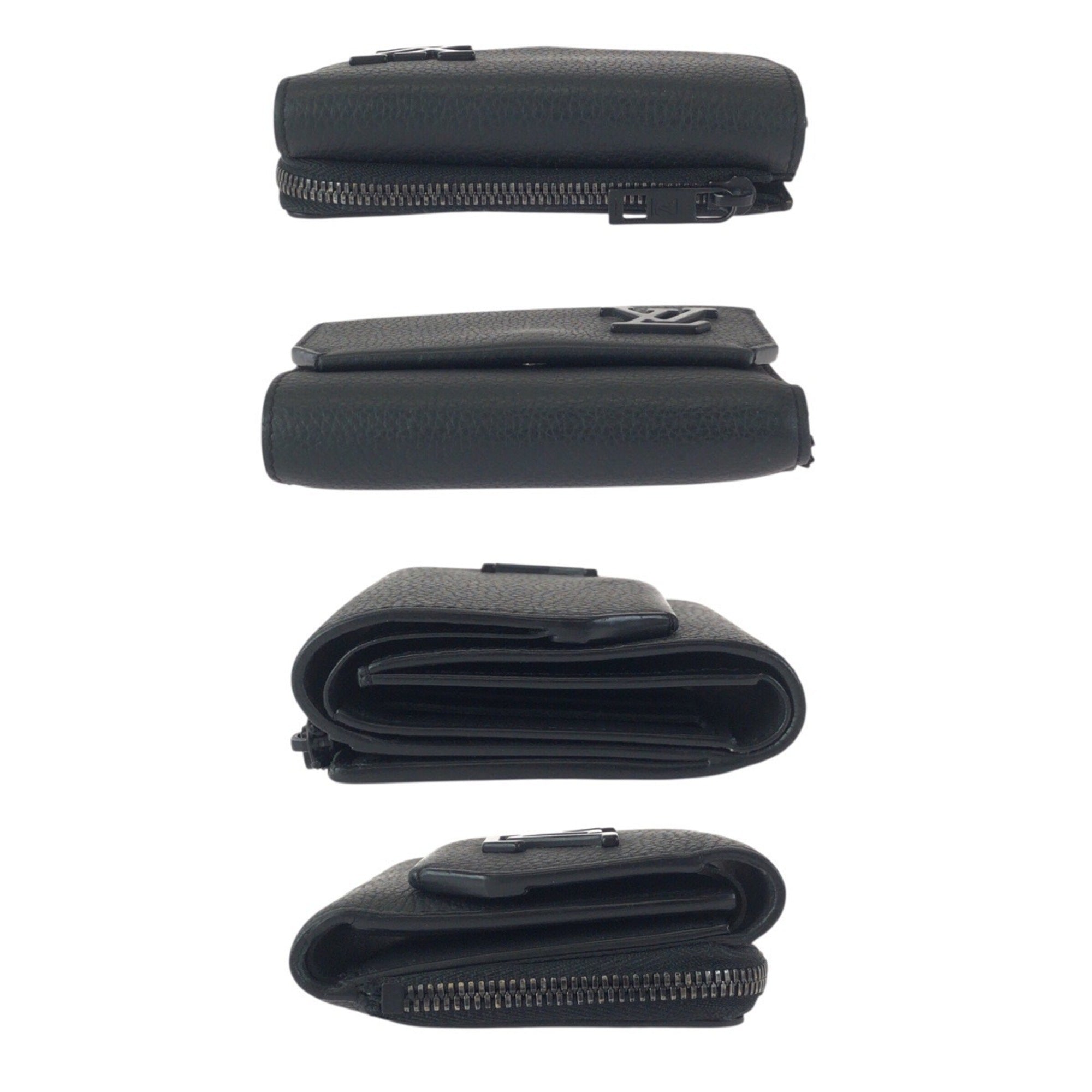Louis Vuitton Black Leather Wallet (Tri-Fold) (Pre-Owned)