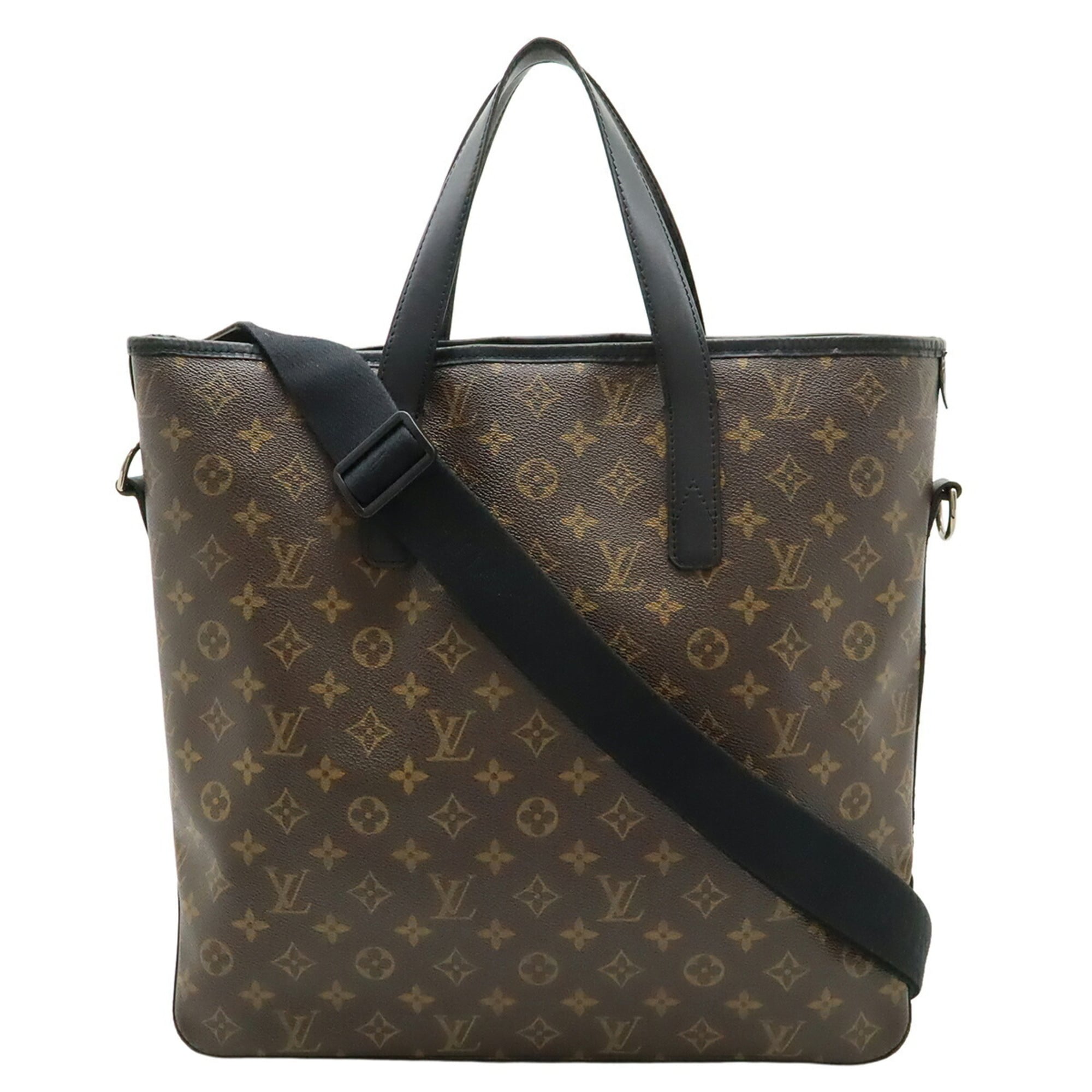 Louis Vuitton Black Brown Canvas Shoulder Bag Tote Bag (Pre-Owned)