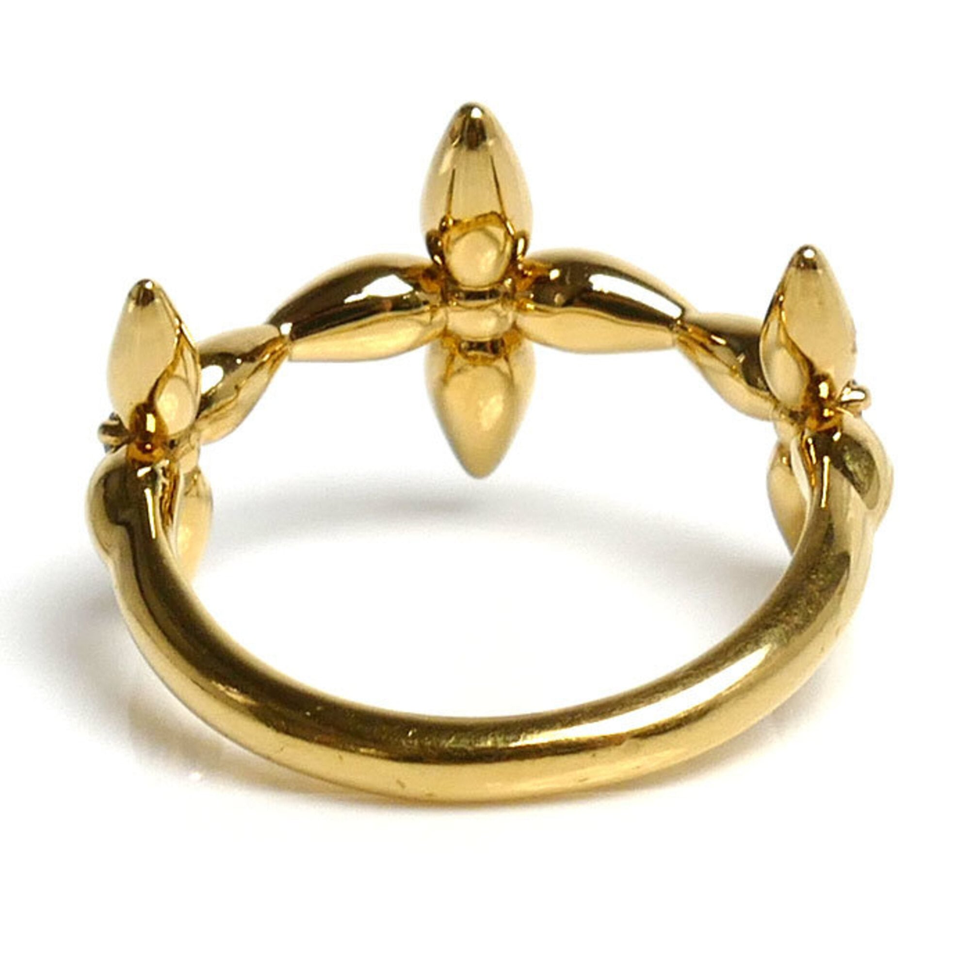 Louis Vuitton Gold Gold Plating Rhinestone Band Ring (Pre-Owned)