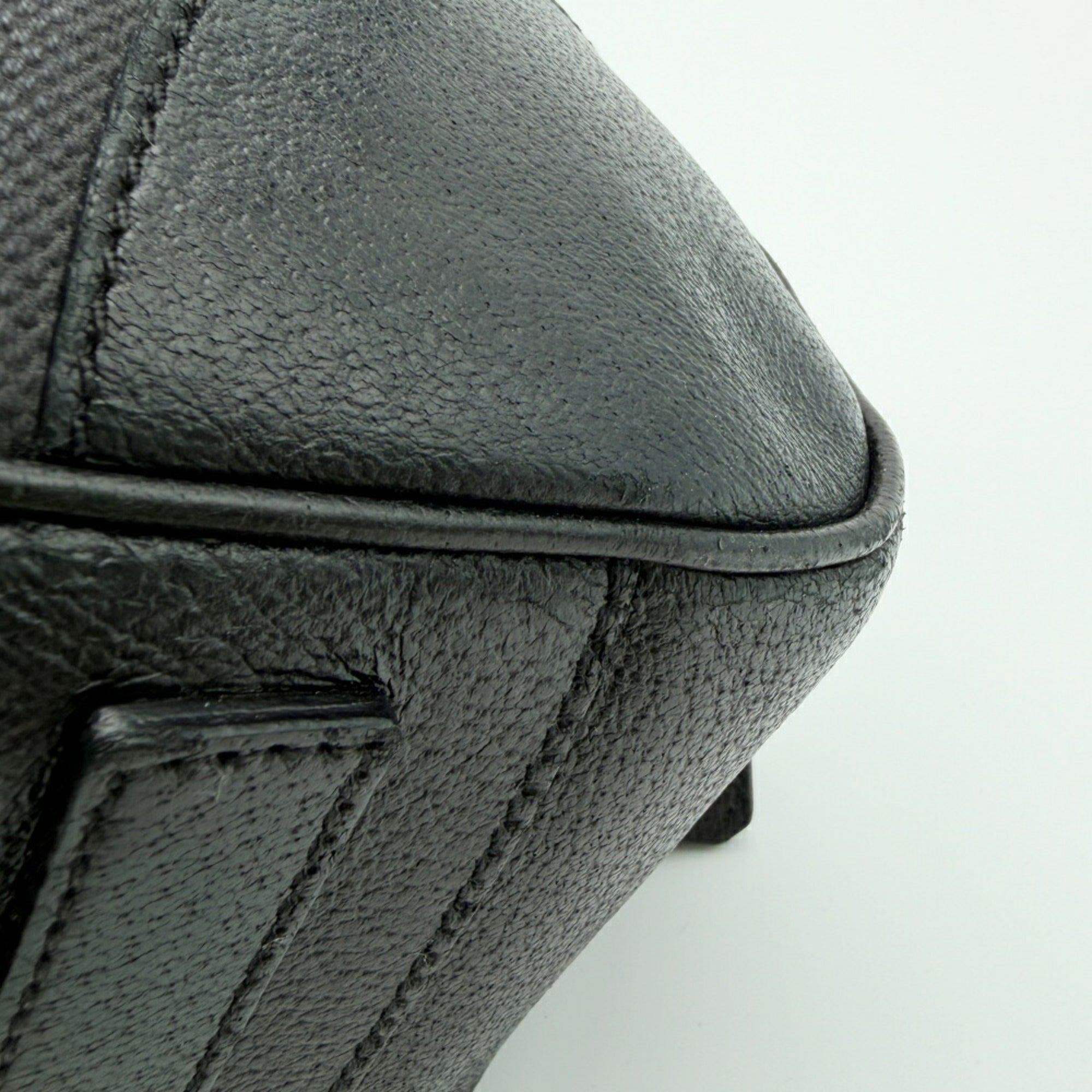 Prada Black Gray Canvas Leather Boston Bag Handbag (Pre-Owned)