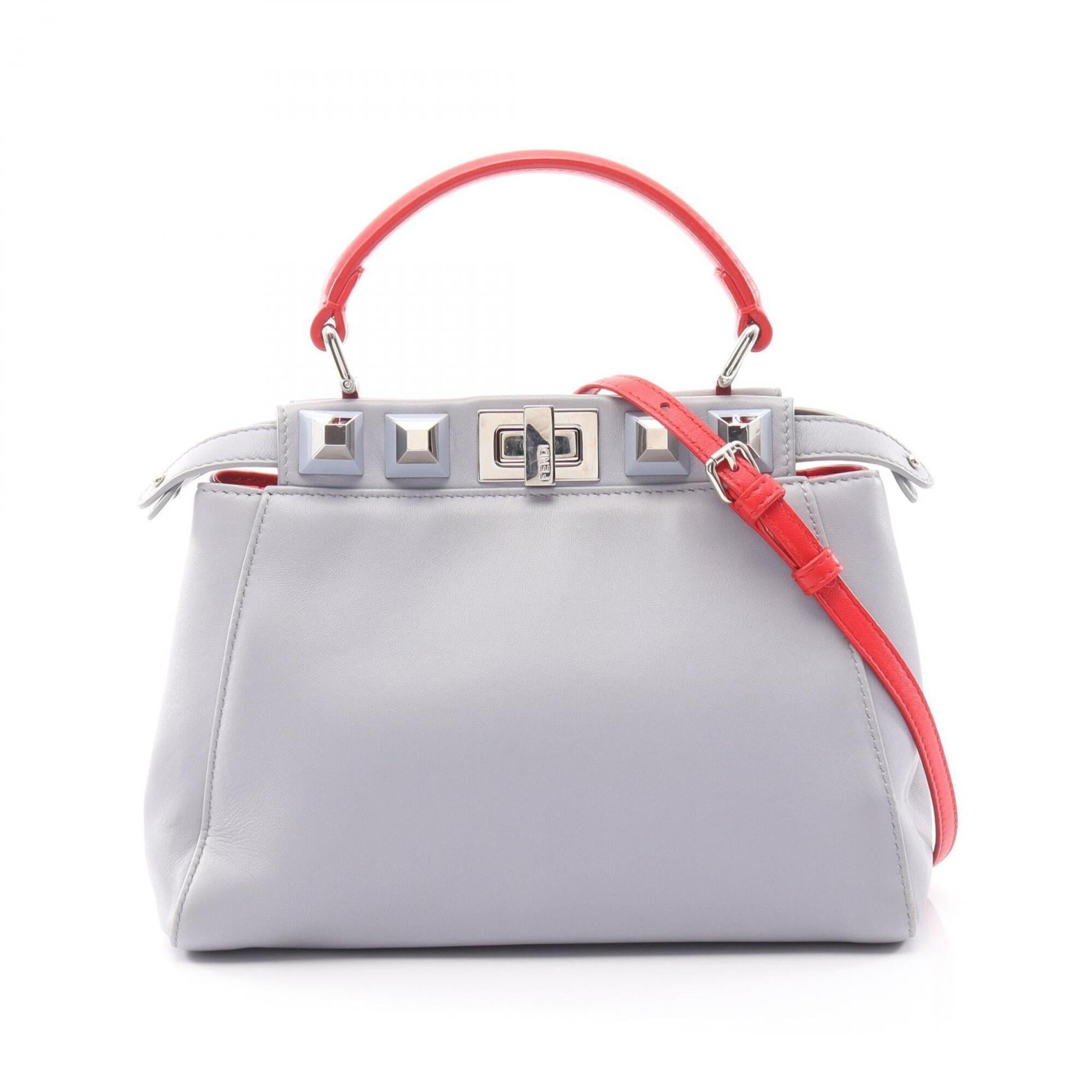 Fendi Blue Red Color Leather Handbag (Pre-Owned)