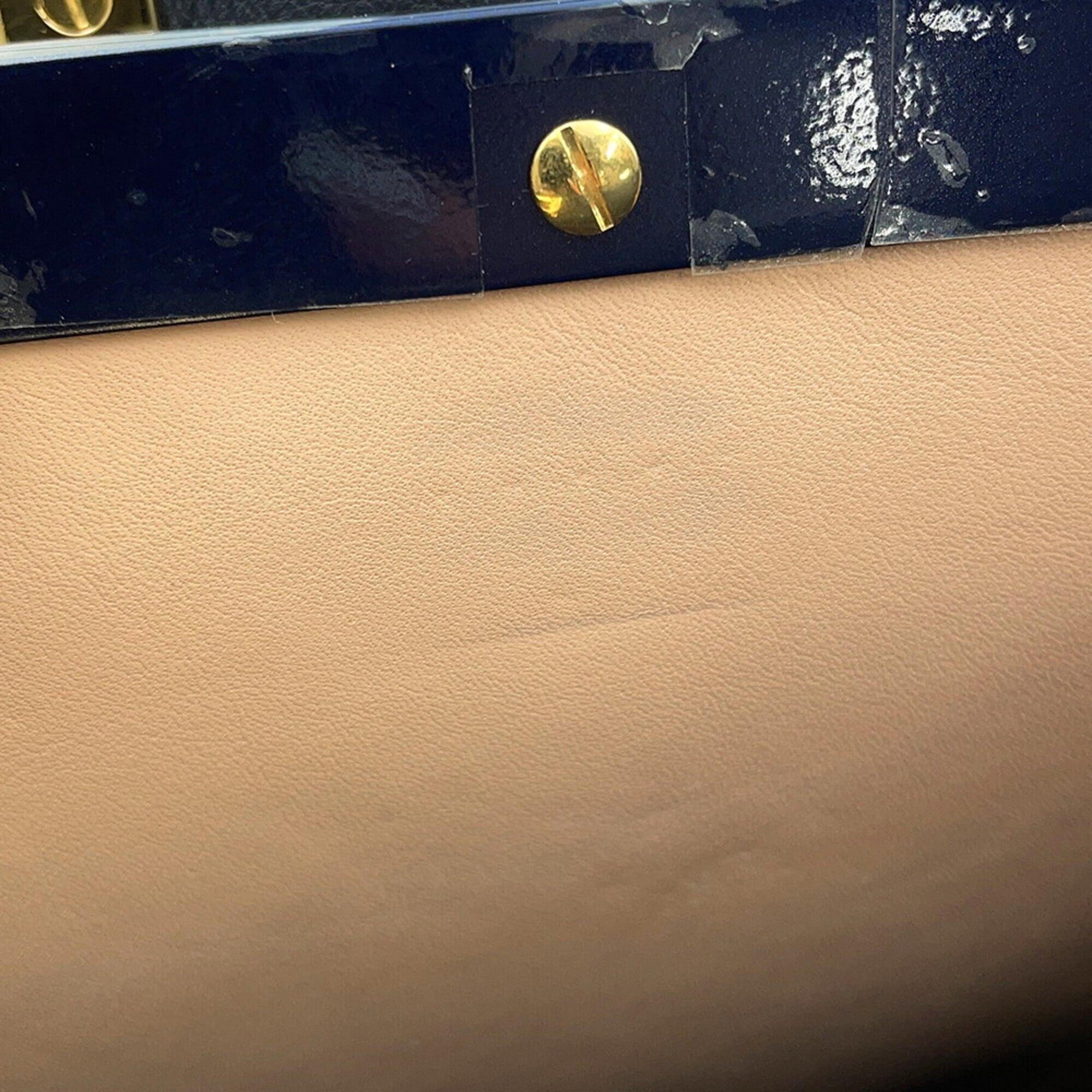 Fendi Navy Leather Handbag Shoulder Bag (Pre-Owned)