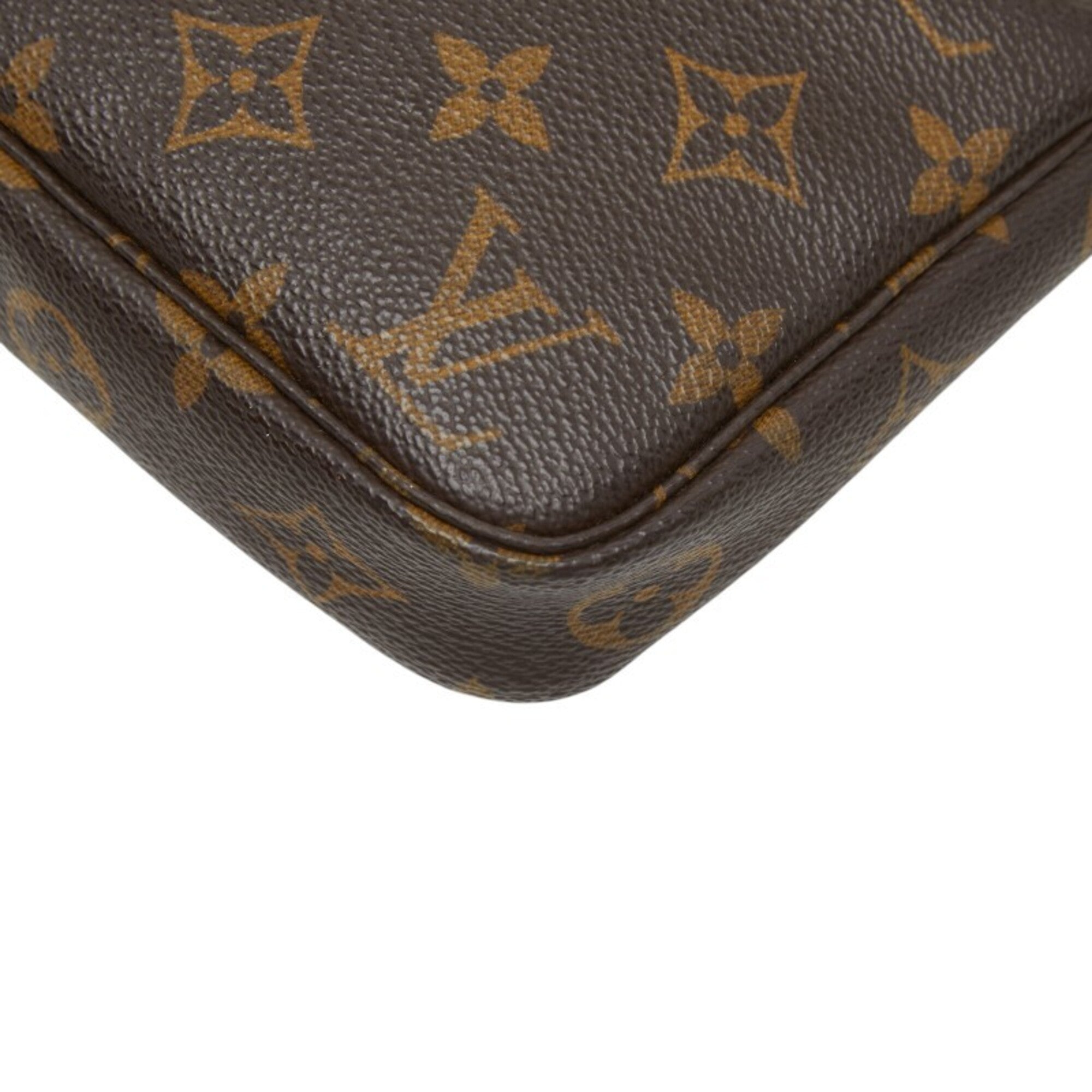 Louis Vuitton Brown Pvc Leather Handbag Pochette Pouch (Pre-Owned)