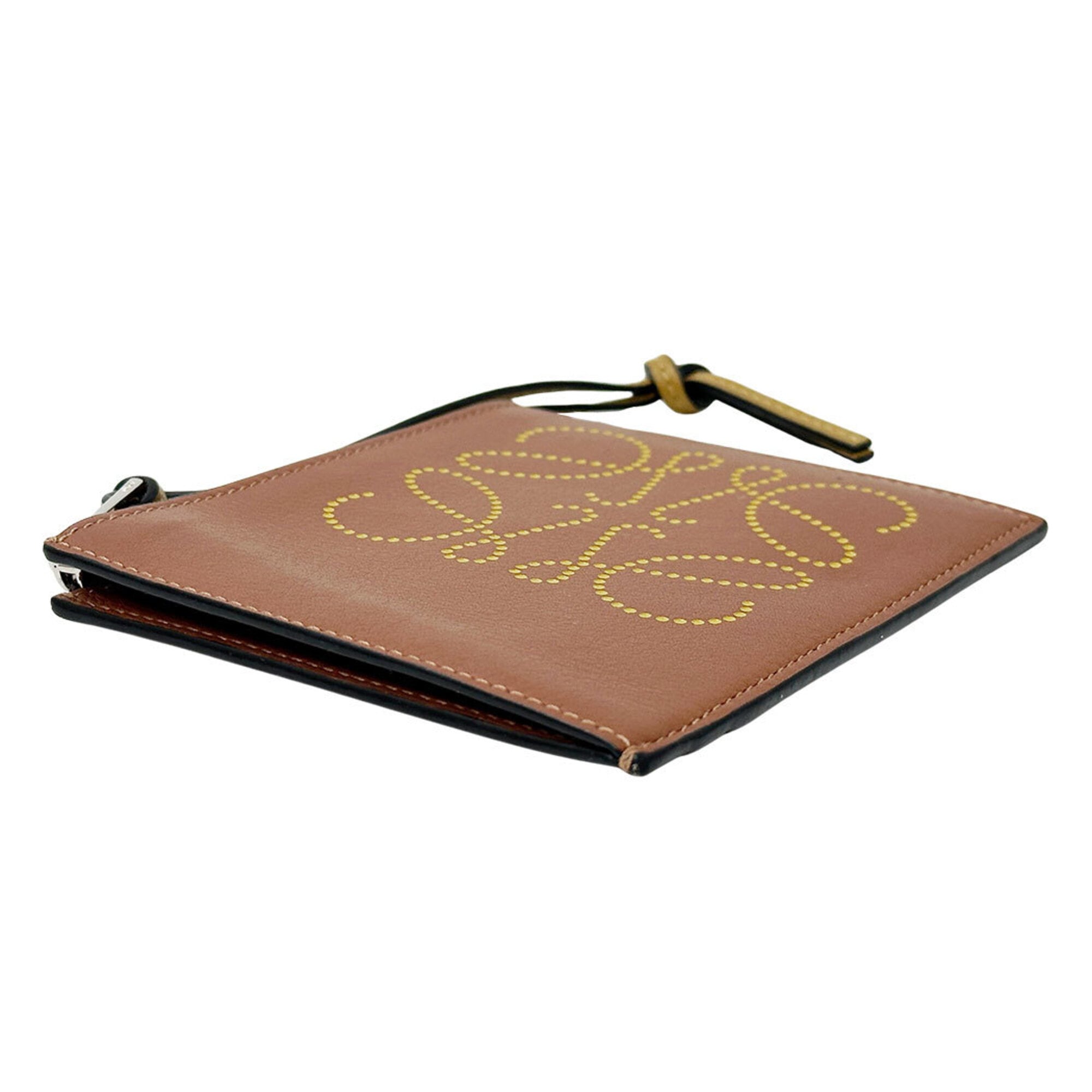 Loewe Brown Yellow Coin Purse/Coin Case (Pre-Owned)