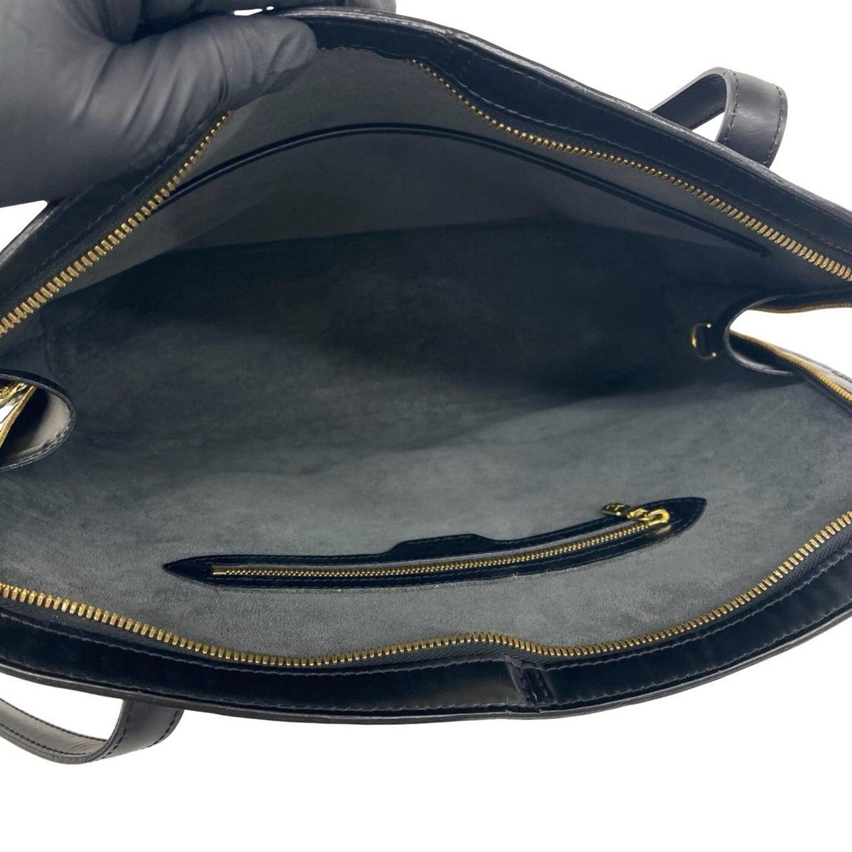 Louis Vuitton Black Leather Shoulder Bag Tote Bag (Pre-Owned)