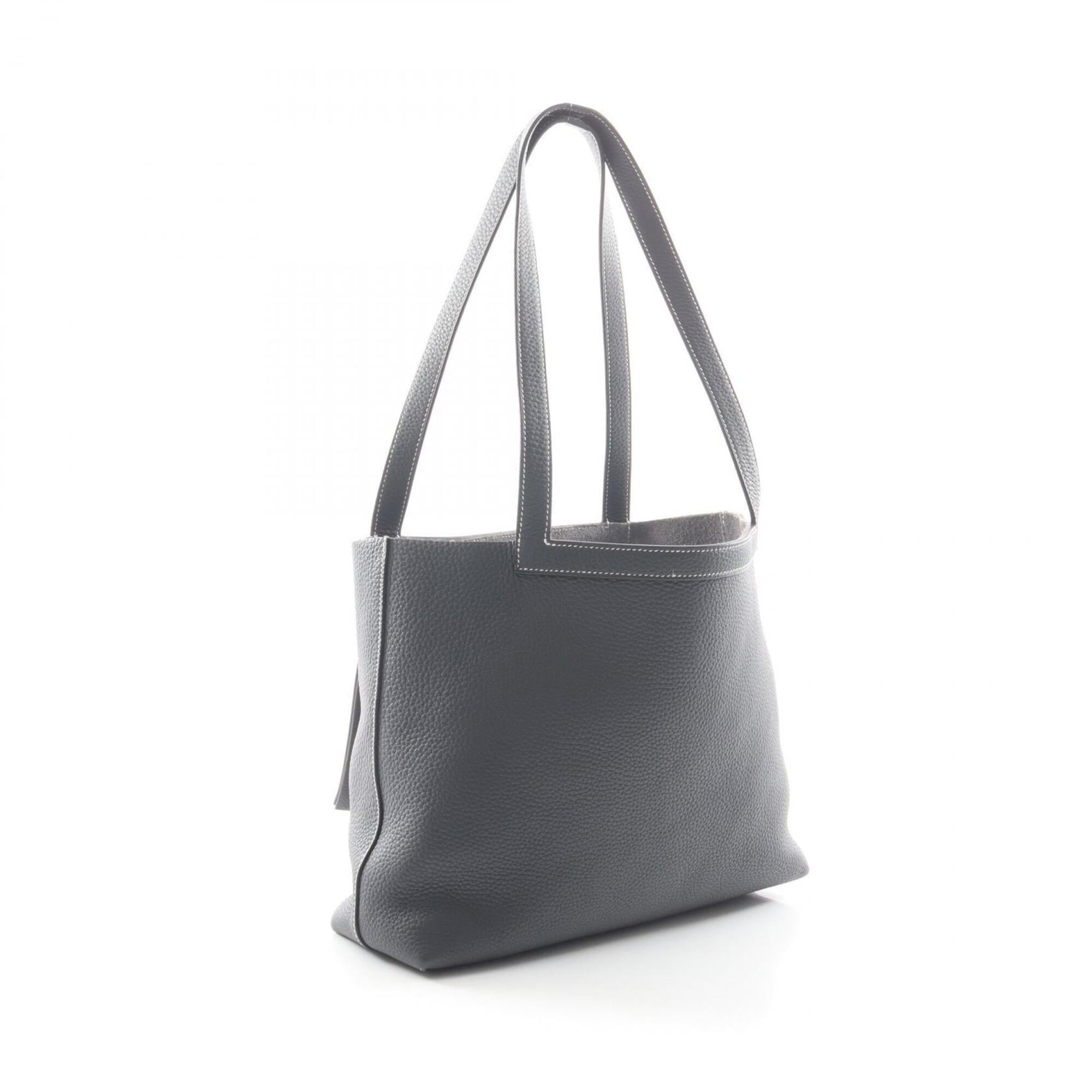 Hermes Gray Taurillon Clemence Leather Handbag Tote Bag (Pre-Owned)