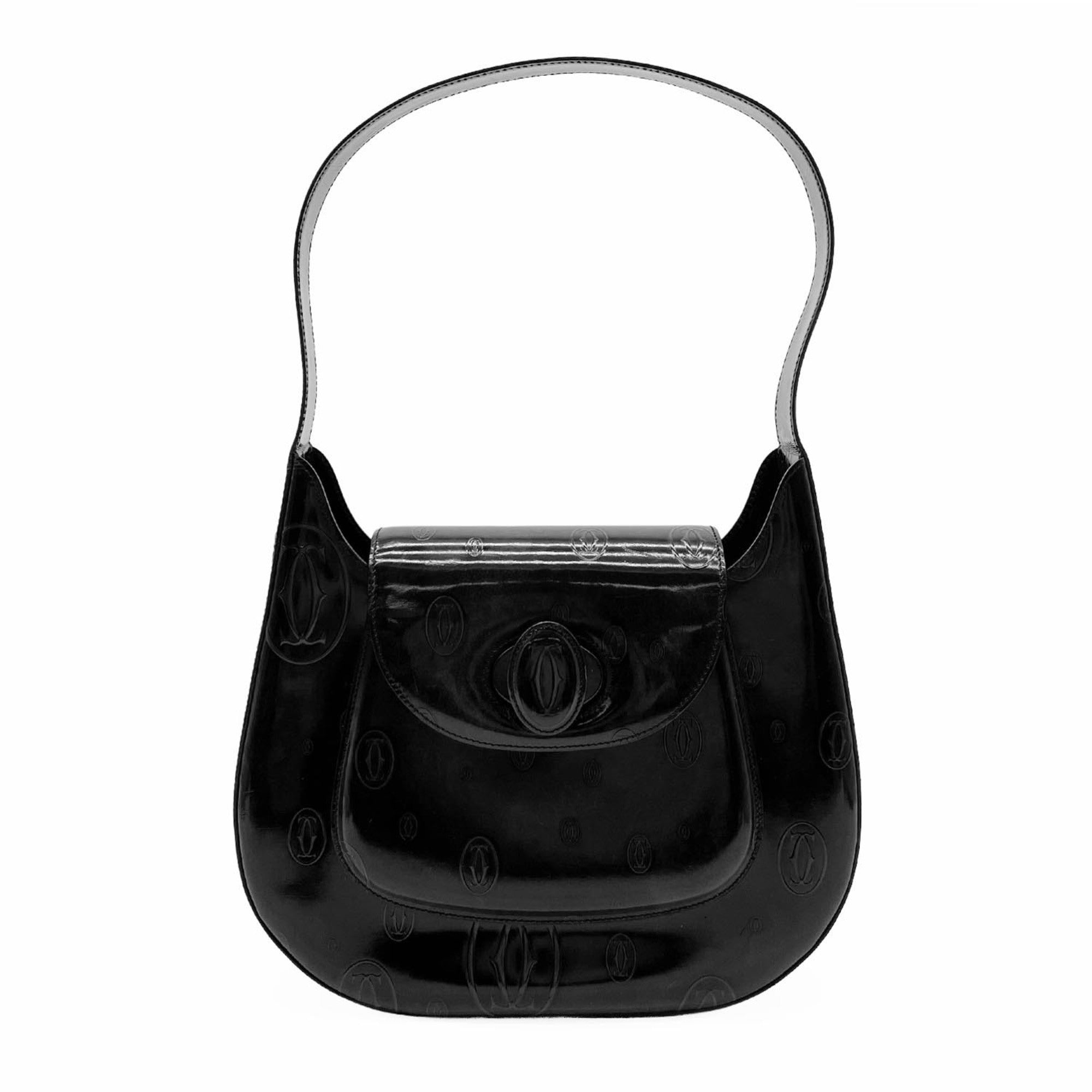 Cartier Black Patent Leather Handbag Shoulder Bag (Pre-Owned)