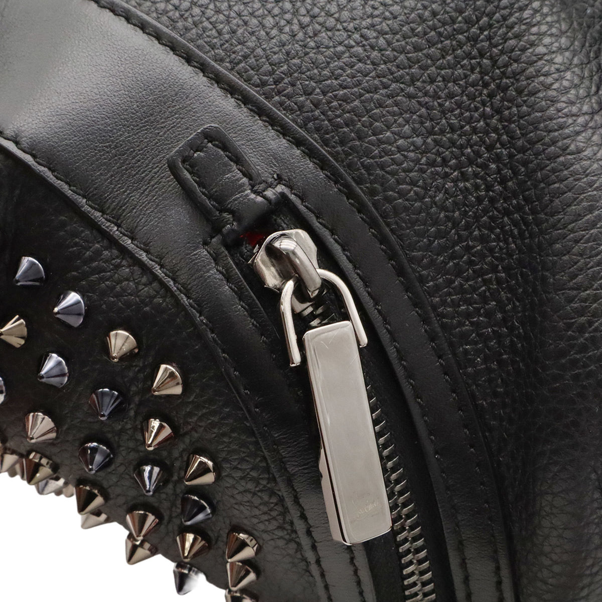 Christian Louboutin Black Red Color Leather Backpack (Pre-Owned)