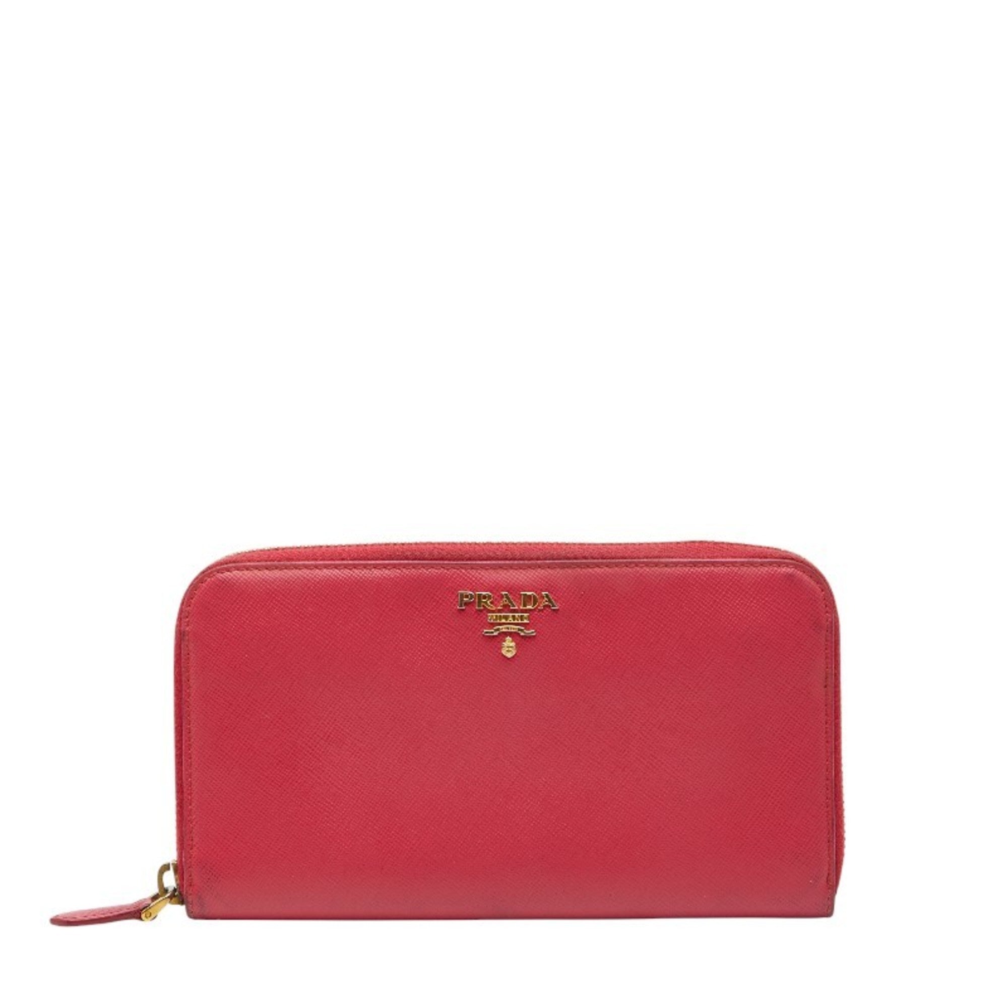 Prada Pink Leather Long Wallet (Bi-Fold) (Pre-Owned)