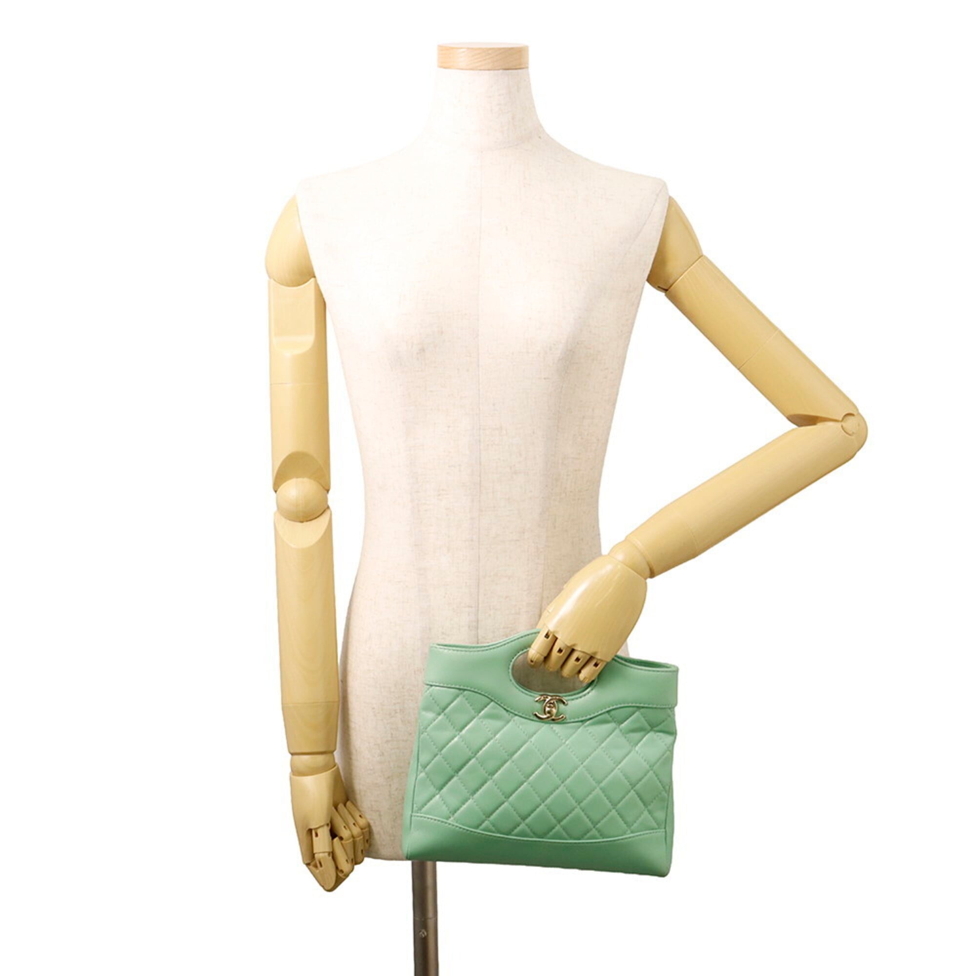 Chanel Matelasse Light Green Leather Handbag Shoulder Bag (Pre-Owned)