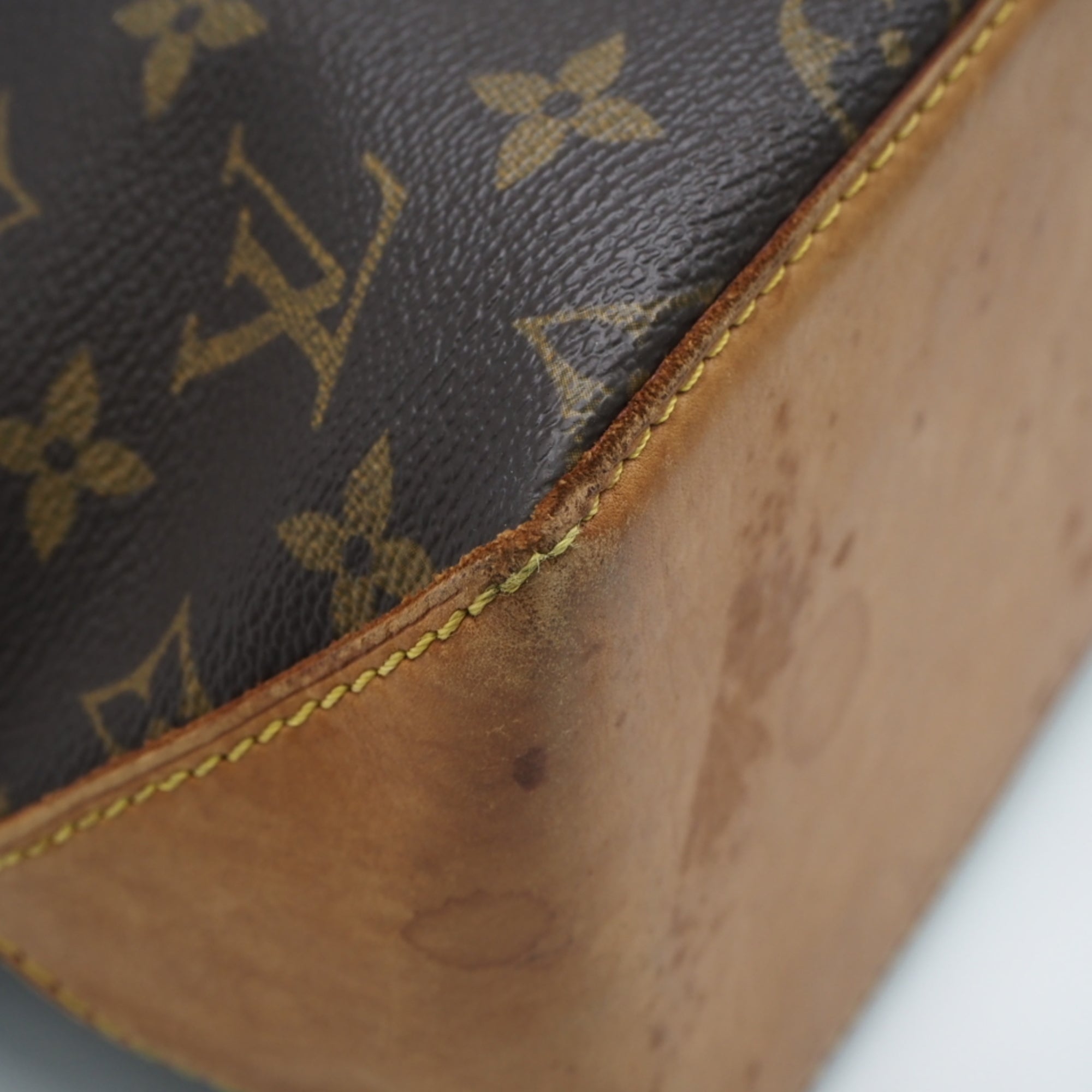 Louis Vuitton Monogram Beige Brown Coated Canvas Leather Handbag (Pre-Owned)